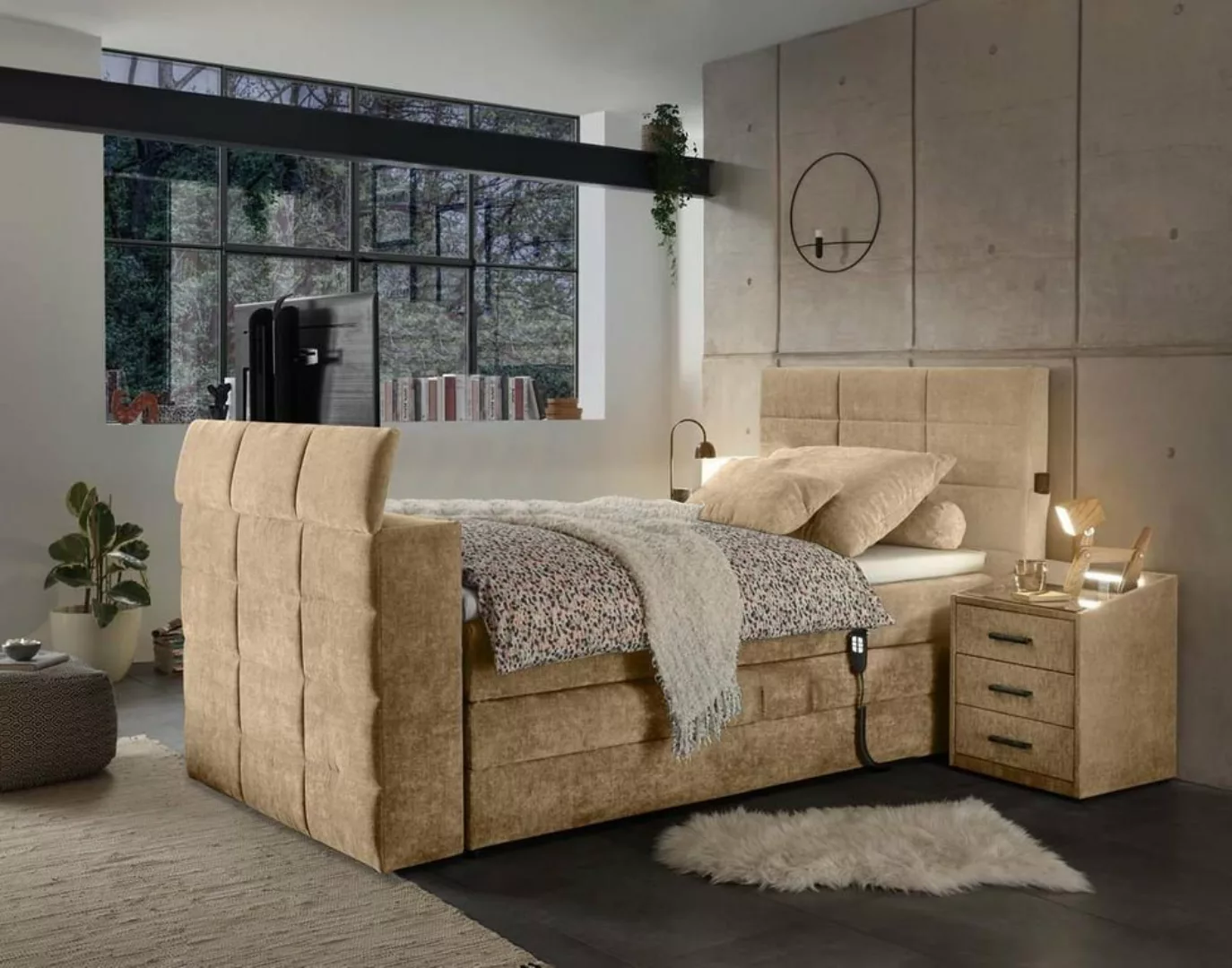 ED EXCITING DESIGN Boxspringliege (Denver), Beige günstig online kaufen