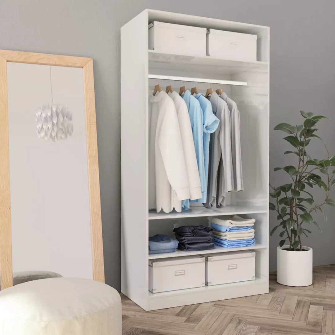 Kleiderschrank Hochglanz-weiß 100ã50ã200 Cm Spanplatte günstig online kaufen