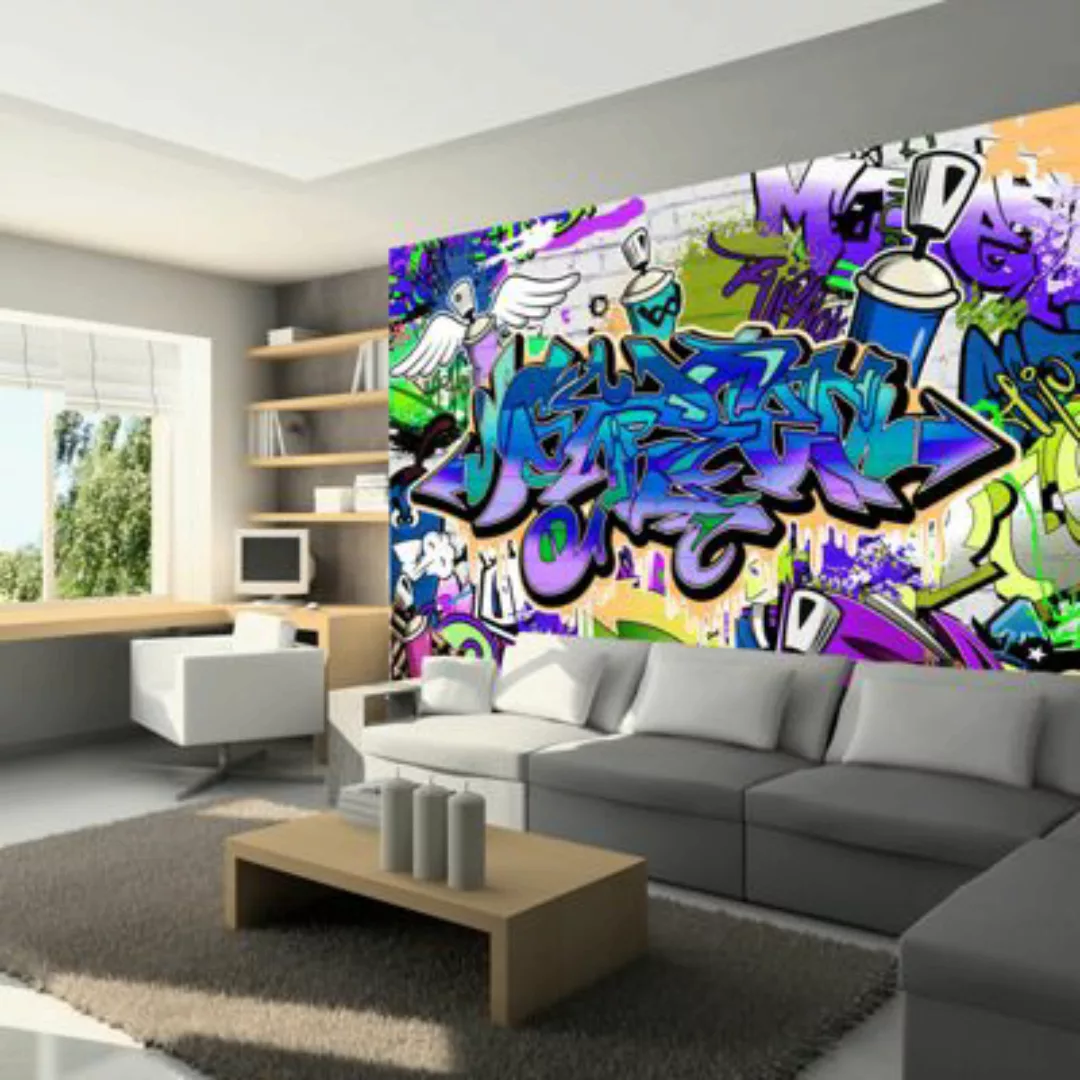 artgeist Fototapete Graffiti: violet theme mehrfarbig Gr. 150 x 105 günstig online kaufen