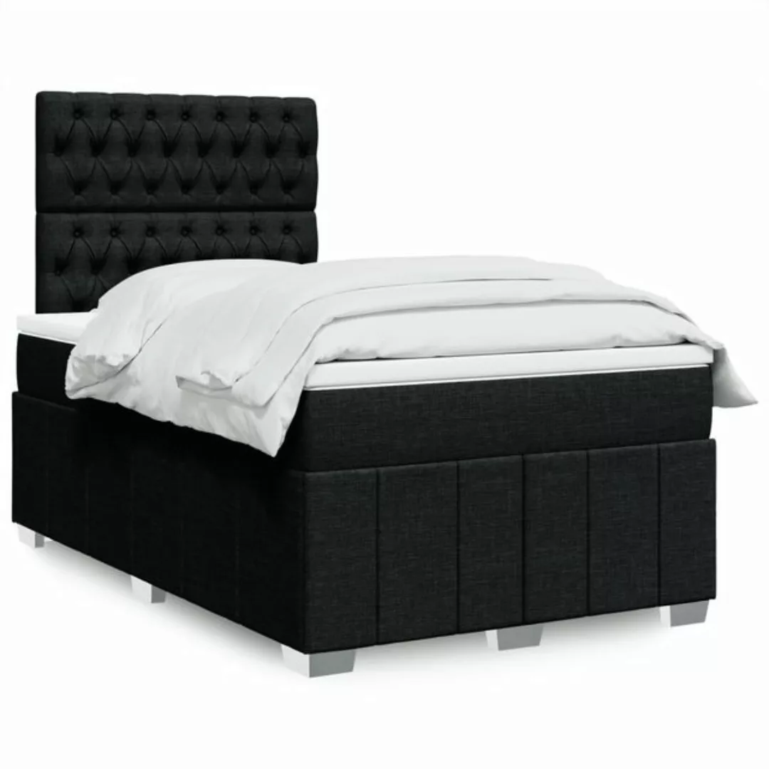 vidaXL Boxspringbett, Boxspringbett mit Matratze Schwarz 120x200 cm Stoff günstig online kaufen