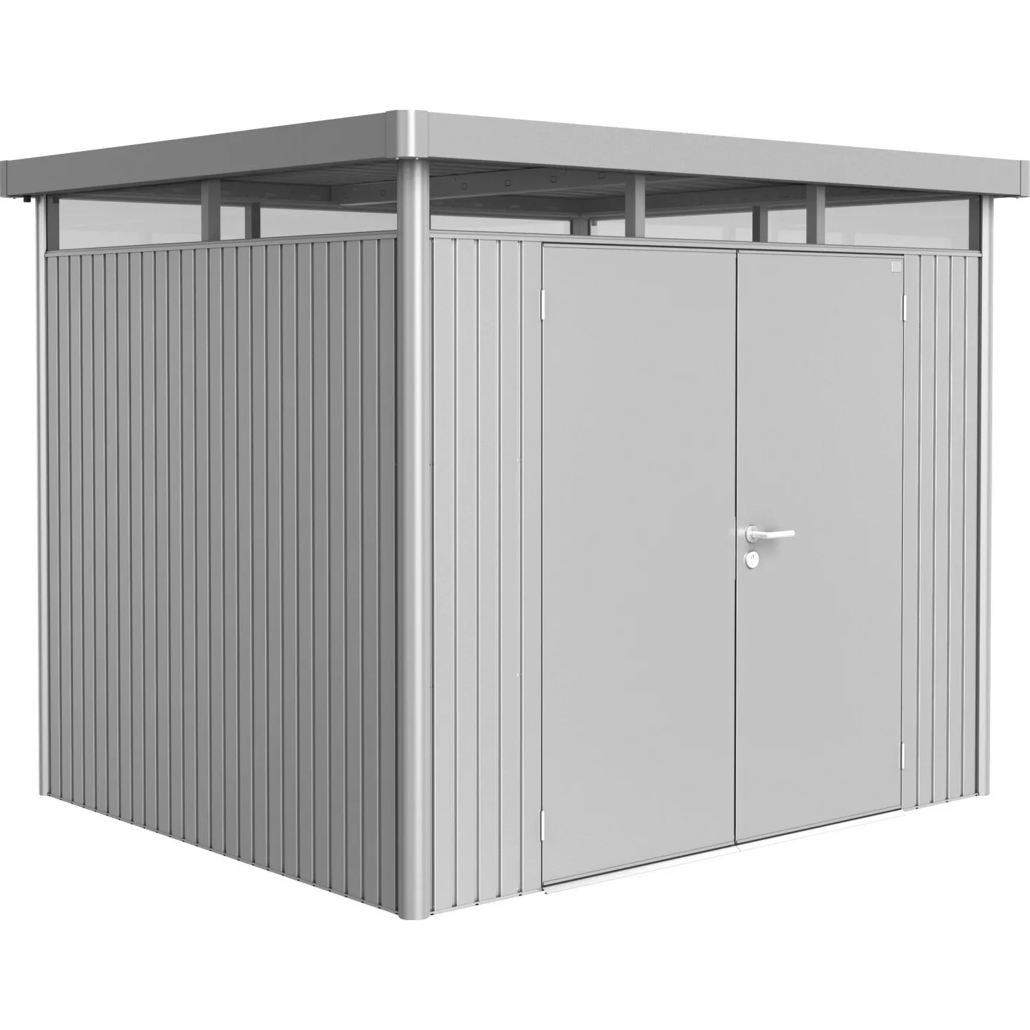 Biohort Metall-Gerätehaus HighLine Silber-Metallic 5,6 m² Doppeltür günstig online kaufen