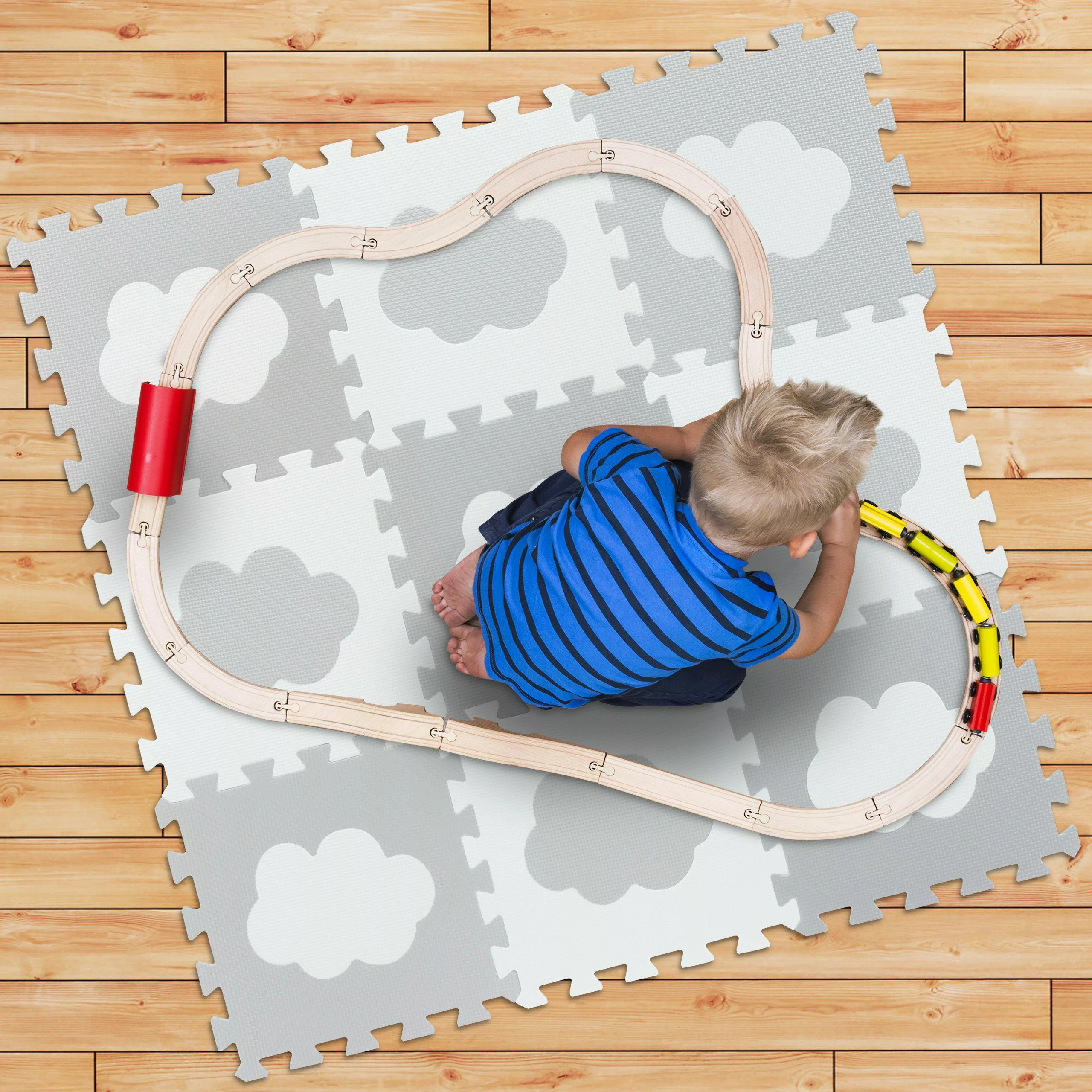 relaxdays Spielmatte 18-tlg. Puzzlematte Wolke, Weiss-grau günstig online kaufen