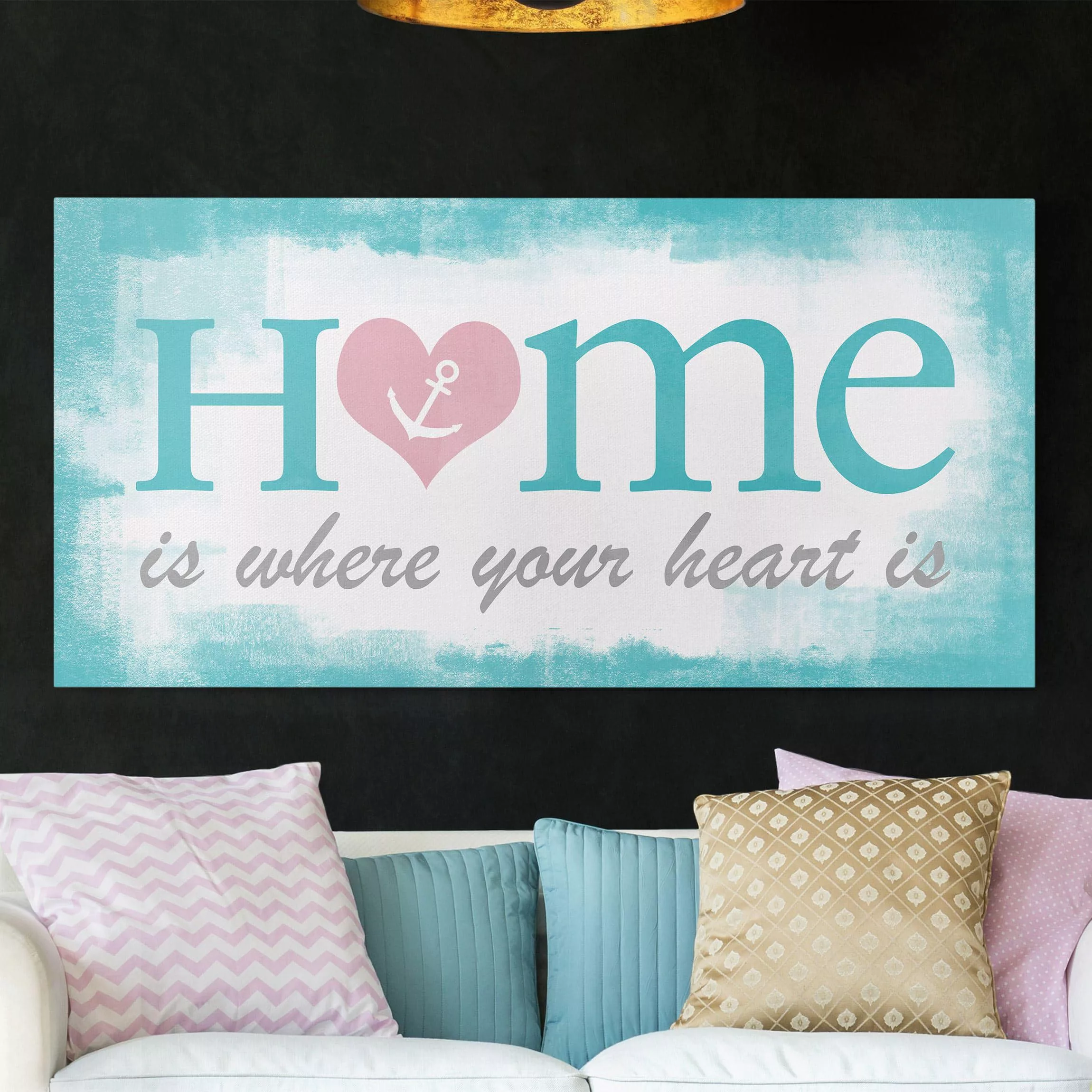 Leinwandbild Spruch - Querformat Home Is Where your Heart is günstig online kaufen