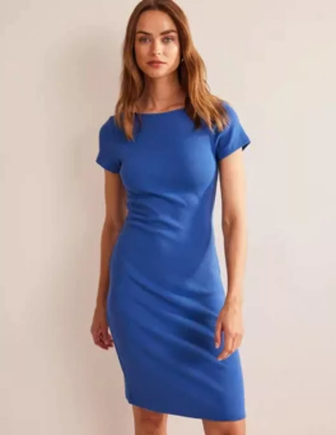 Rippjersey-Minikleid mit tiefem Rückenausschnitt Damen Boden, Saphirblau günstig online kaufen