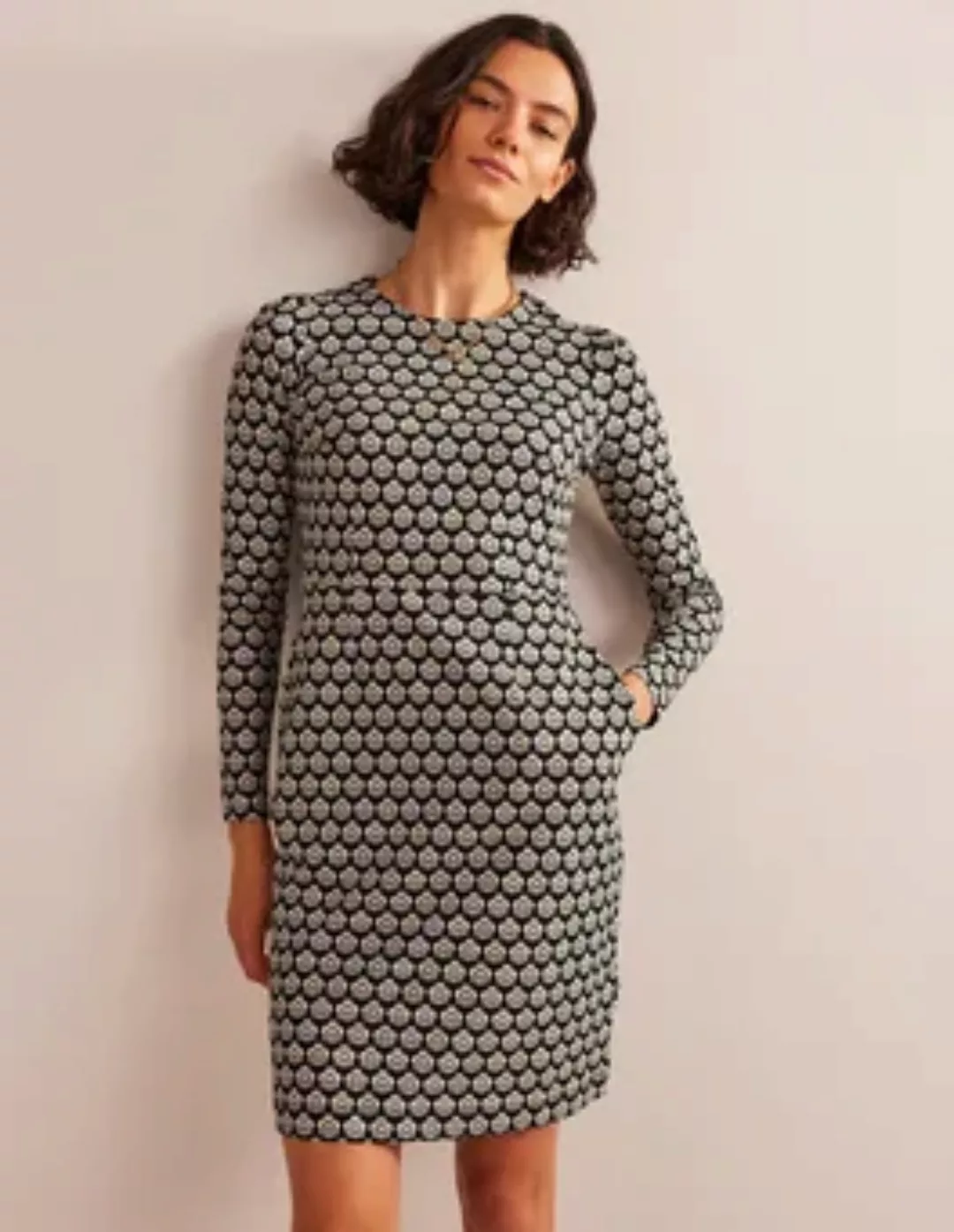 Penelope Jersey-Kleid Damen Boden, Schwarz, Nelkenabdruck günstig online kaufen