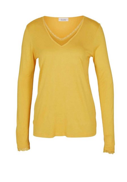 heine Print-Shirt LINEA TESINI Damen Designer-Jerseyshirt m. Spitze, goldge günstig online kaufen