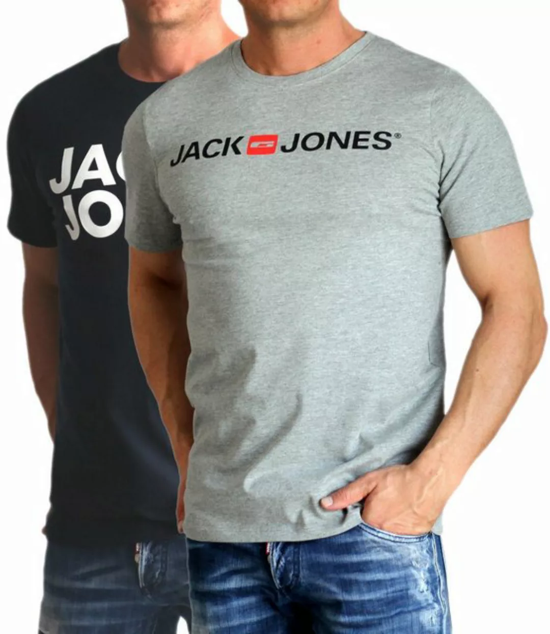 Jack & Jones T-Shirt Bequemes Logo-Shirt mit Printdruck (2er-Pack) günstig online kaufen