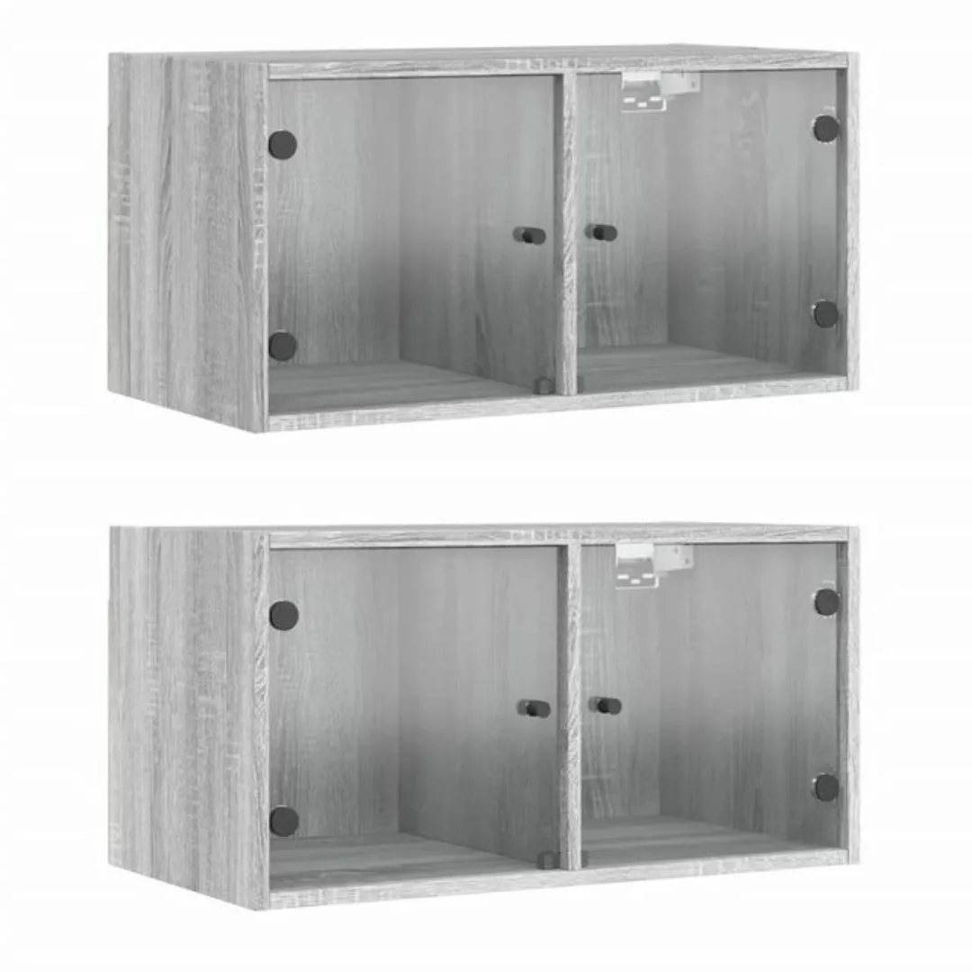 vidaXL Hängeschrank Hängeschrank Wandschränke mit Glastüren 2 Stk Grau Sono günstig online kaufen