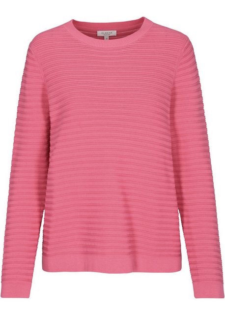 Clarina Strickpullover Rundhalspullover mit Querrippe günstig online kaufen