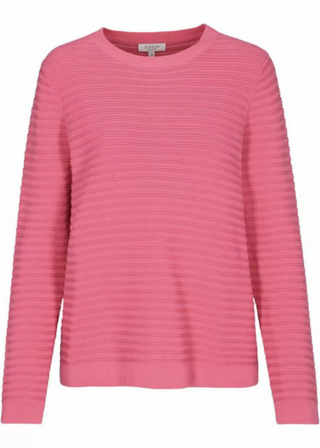 Clarina Strickpullover Rundhalspullover mit Querrippe günstig online kaufen