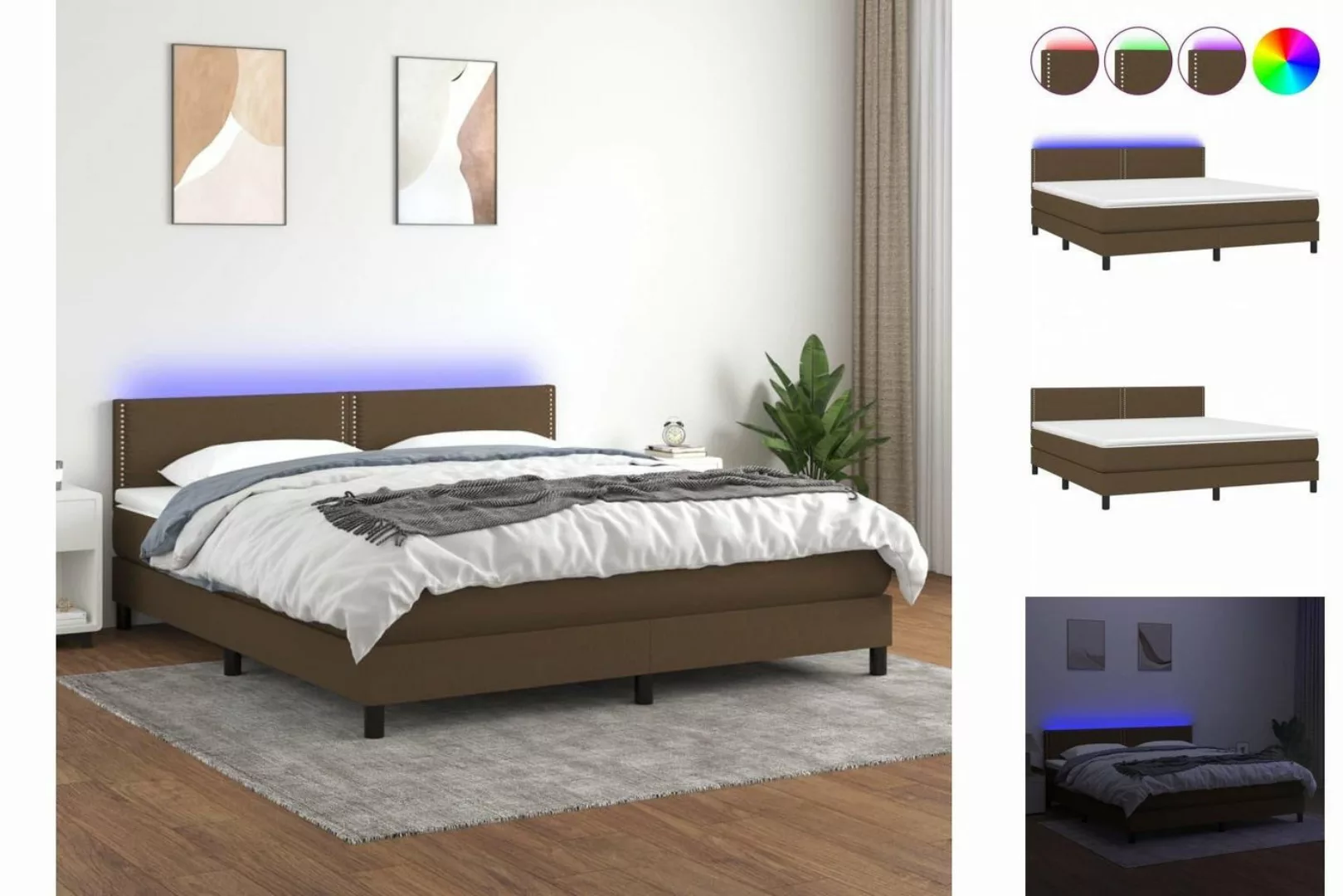 vidaXL Boxspringbett Bett Boxspringbett komplett mit Matratze & LED Stoff ( günstig online kaufen