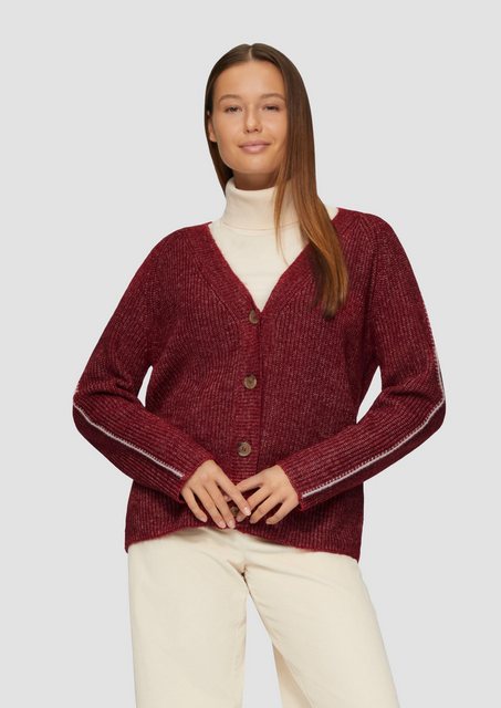 s.Oliver Strickjacke Strickjacke aus Wollmix mit Kontrast-Details Kontrast- günstig online kaufen