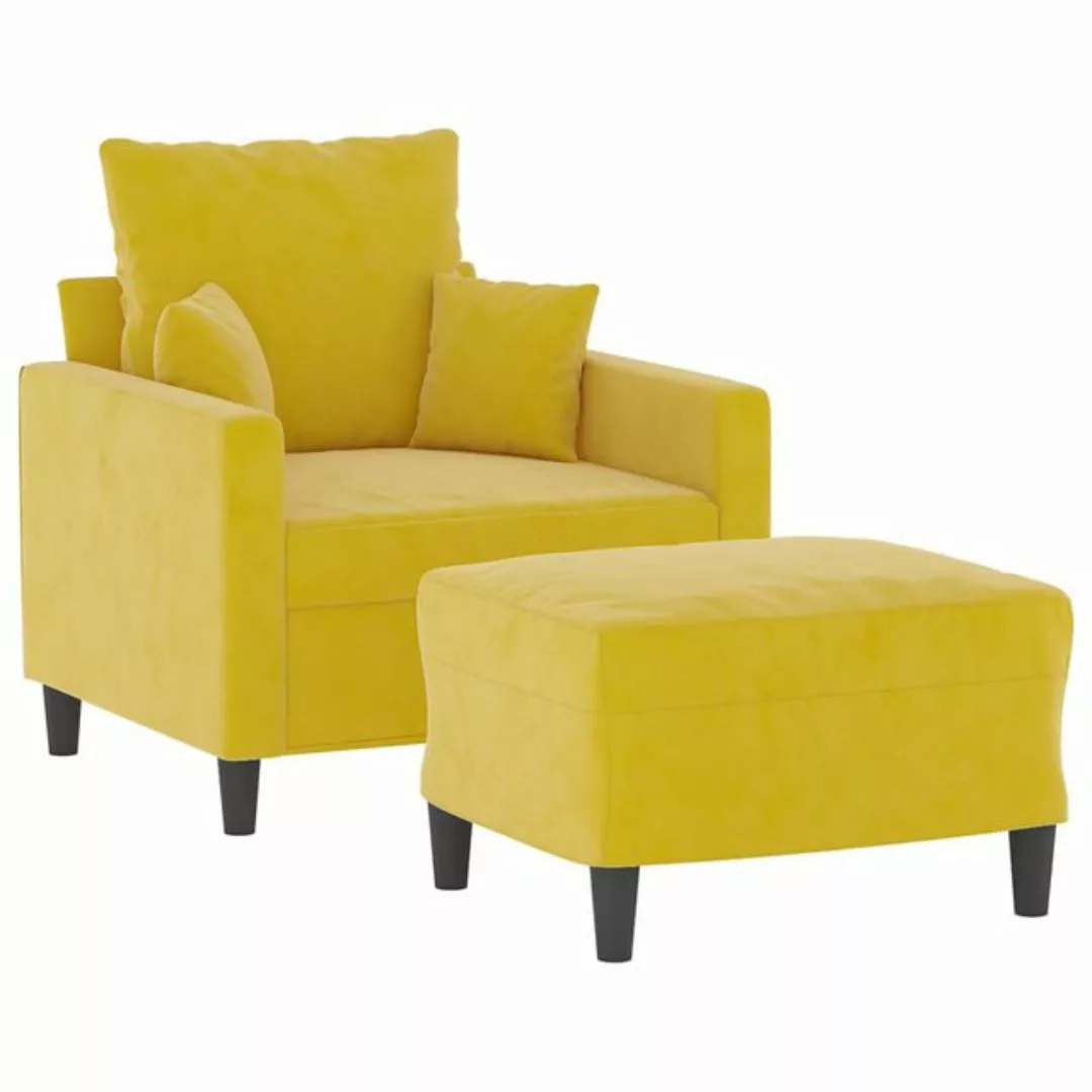 vidaXL Sofa Sessel mit Hocker Gelb 60 cm Samt günstig online kaufen