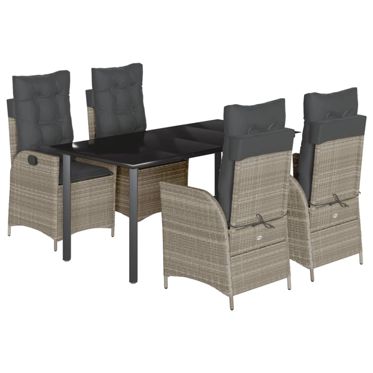 vidaXL 5-Tlg Garten-Essgruppe mit Kissen Hellgrau Poly Rattan 3213288 günstig online kaufen