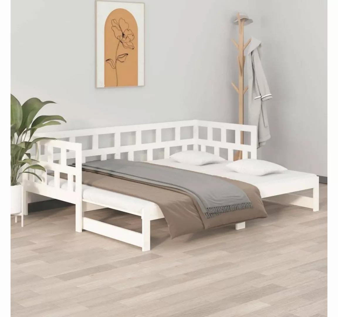 vidaXL Gästebett Tagesbett Gästebett Ausziehbar Weiß Massivholz Kiefer 2x90 günstig online kaufen