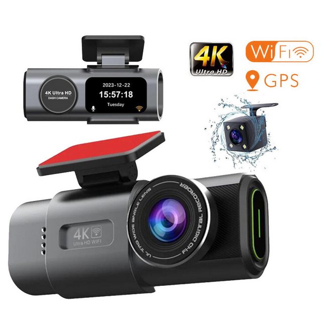 JANOLTY Dashcam Auto,2-Kanal 4K+1080P Autokamera,Mit GPS 1.3 Zoll-Bildschir günstig online kaufen