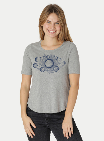 Damen Halbarm-shirt Sonnensystem günstig online kaufen