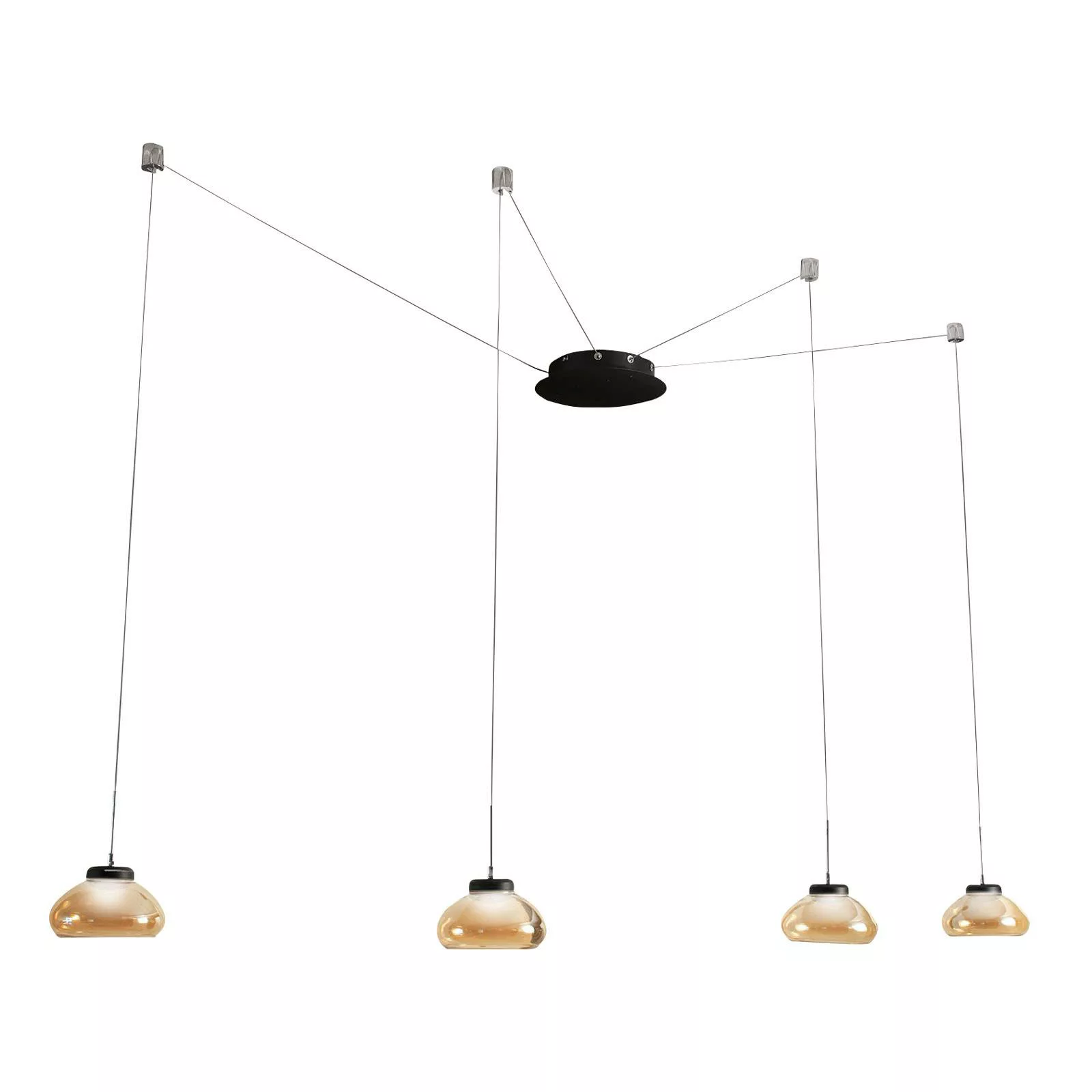 LED-Hängeleuchte Arabella, 4 fl, schwarz/amber günstig online kaufen