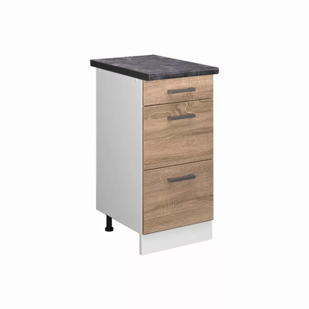 Vicco Unterschrank R-Line, Sonoma/Weiß, 40 cm mit Schubladen, ohne Arbeitsp günstig online kaufen