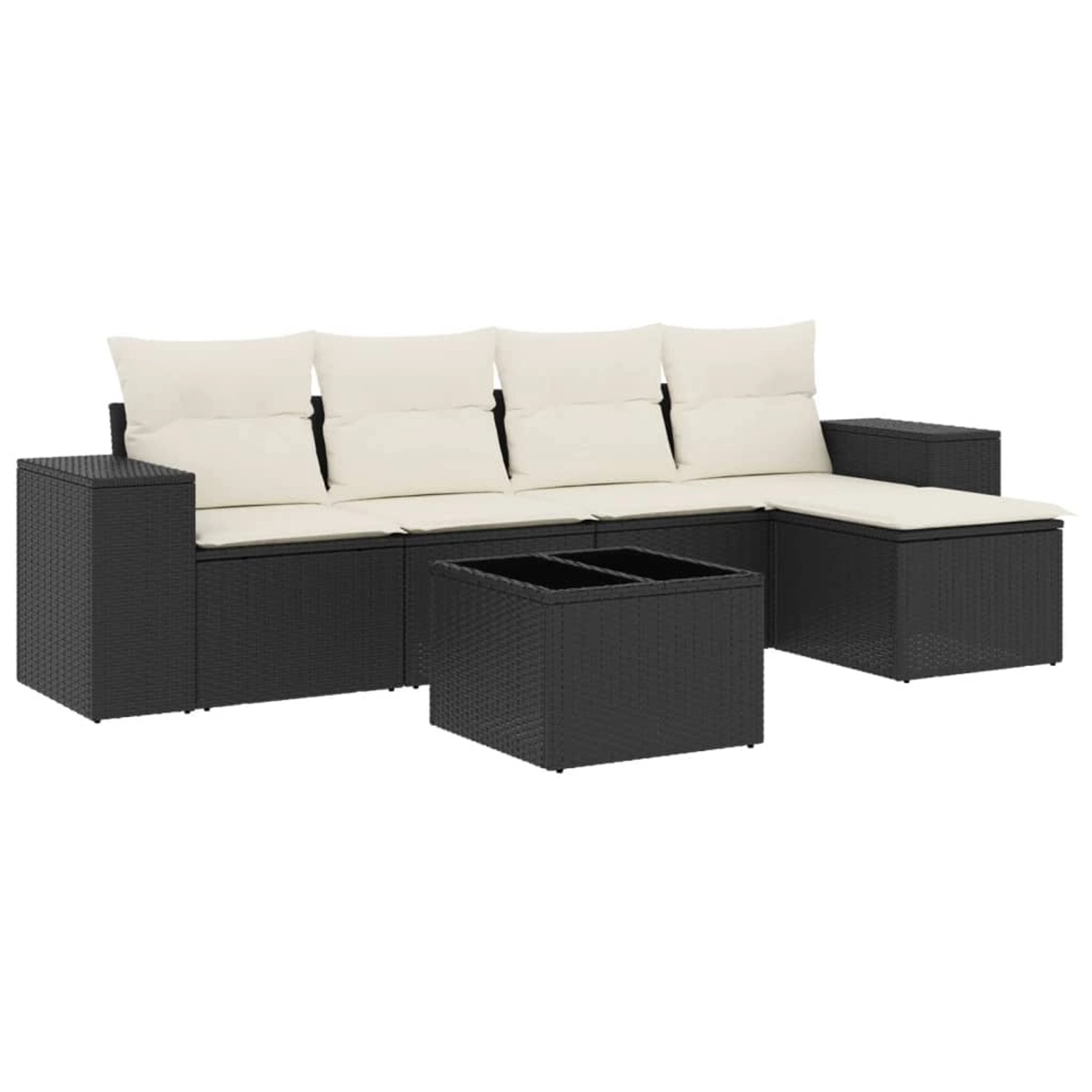 vidaXL 6-Tlg Garten-Sofagarnitur mit Kissen Schwarz Poly Rattan 3254833 günstig online kaufen