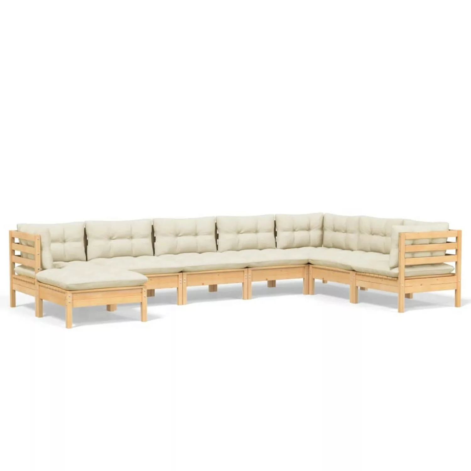 vidaXL 8-tlg Garten-Lounge-Set mit Creme Kissen Massivholz Kiefer Modell 14 günstig online kaufen