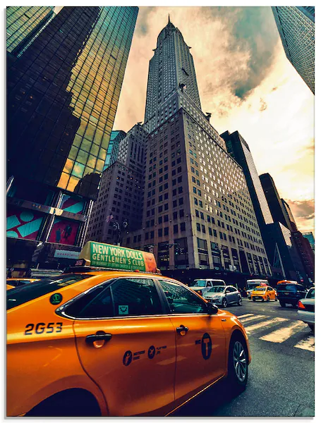 Artland Glasbild »Taxi in New York«, Gebäude, (1 St.) günstig online kaufen