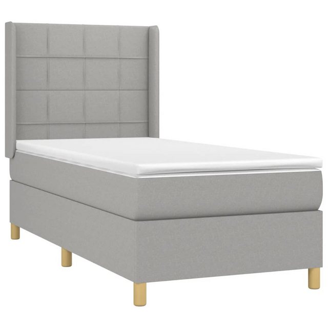 vidaXL Boxspringbett Boxspringbett mit Matratze Hellgrau 90x190 cm Stoff Be günstig online kaufen