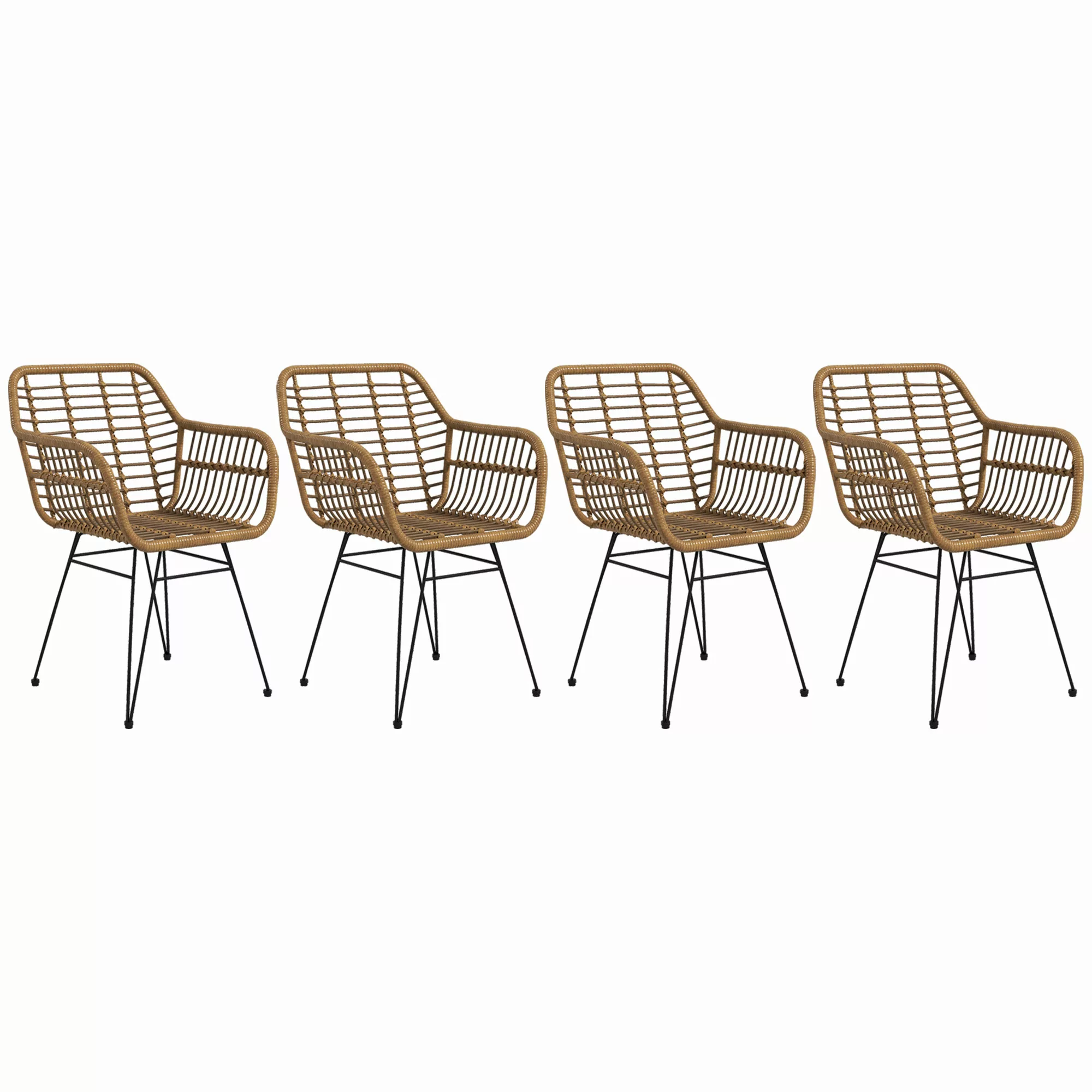 HOMCOM Esszimmerstühle 4er Set Essstuhl mit Rückenlehne Küchenstühle mit Ra günstig online kaufen