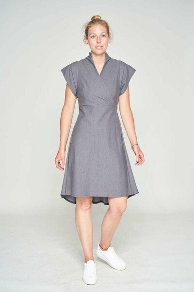 Kleid Mit Stehkragen Denim Stretch Grau günstig online kaufen