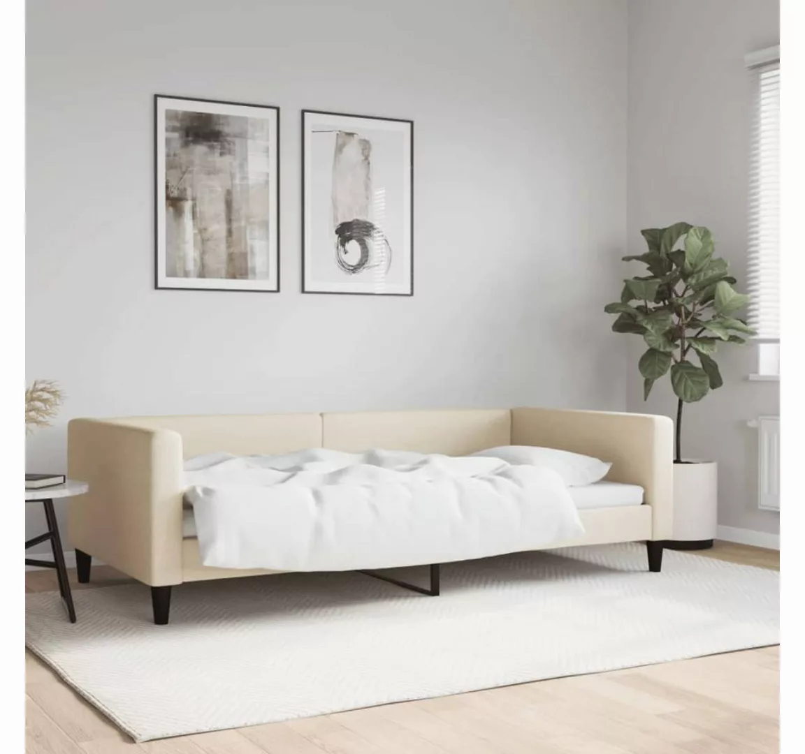 vidaXL Gästebett Tagesbett Creme 100x200 cm Stoff Gästebett Gästecouch Gäst günstig online kaufen