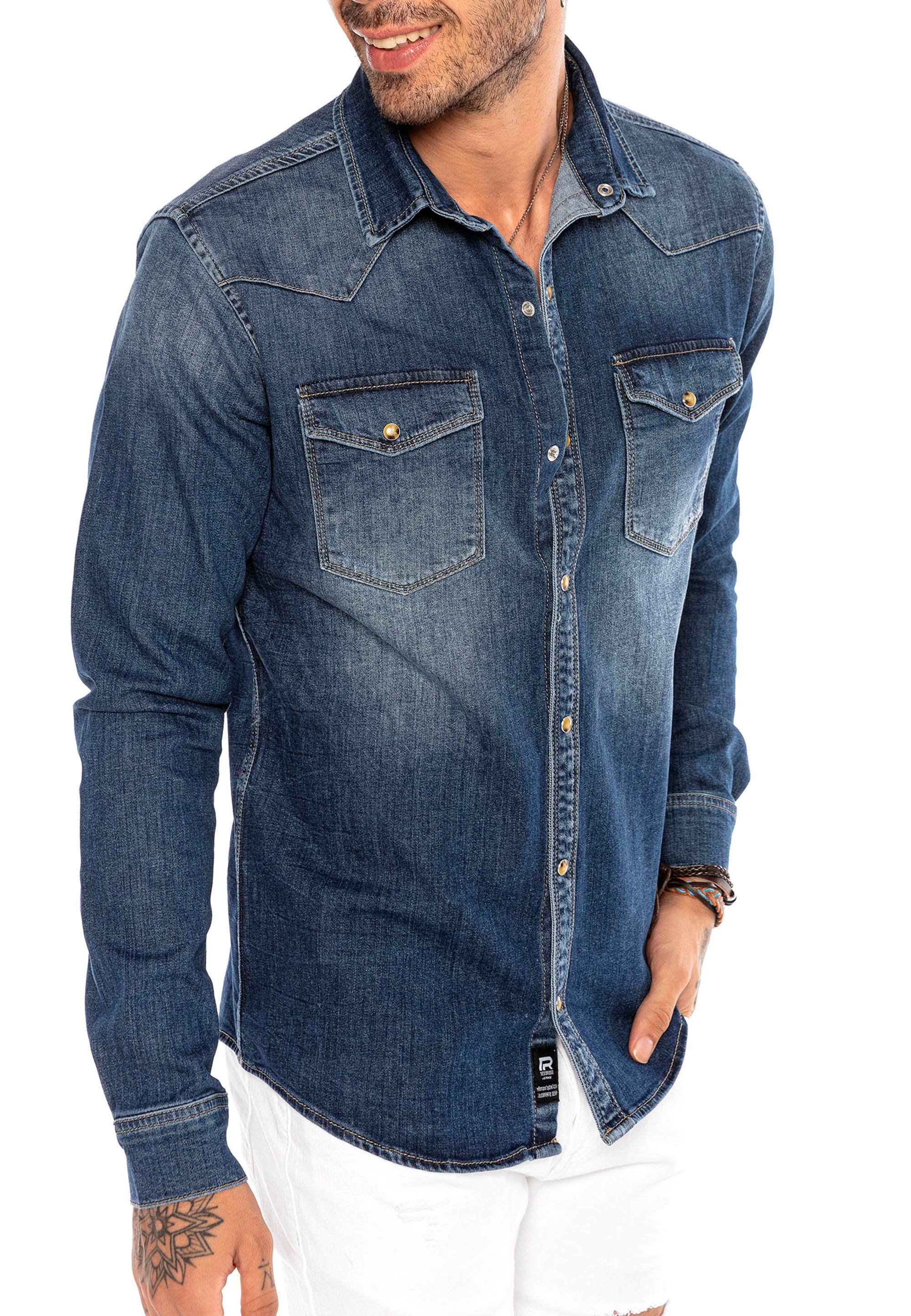 RedBridge Jeanshemd zeitloses Freizeithemd Premium Denim günstig online kaufen