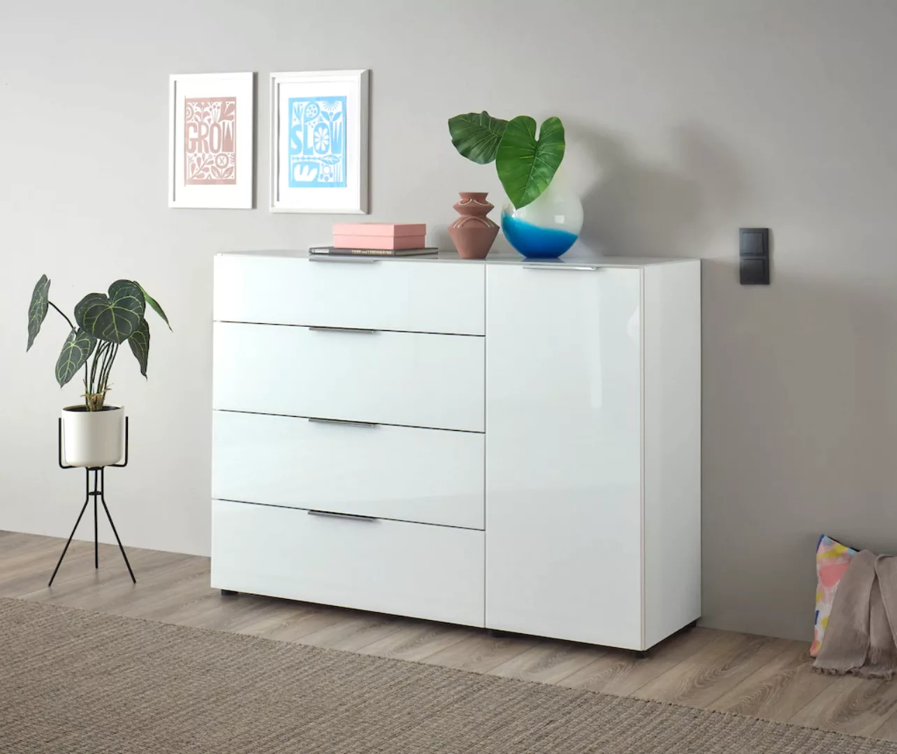 HBZ Sideboard "Santorin", (1 St.), in weiß oder Anthrazit, Schrank mit Glas günstig online kaufen