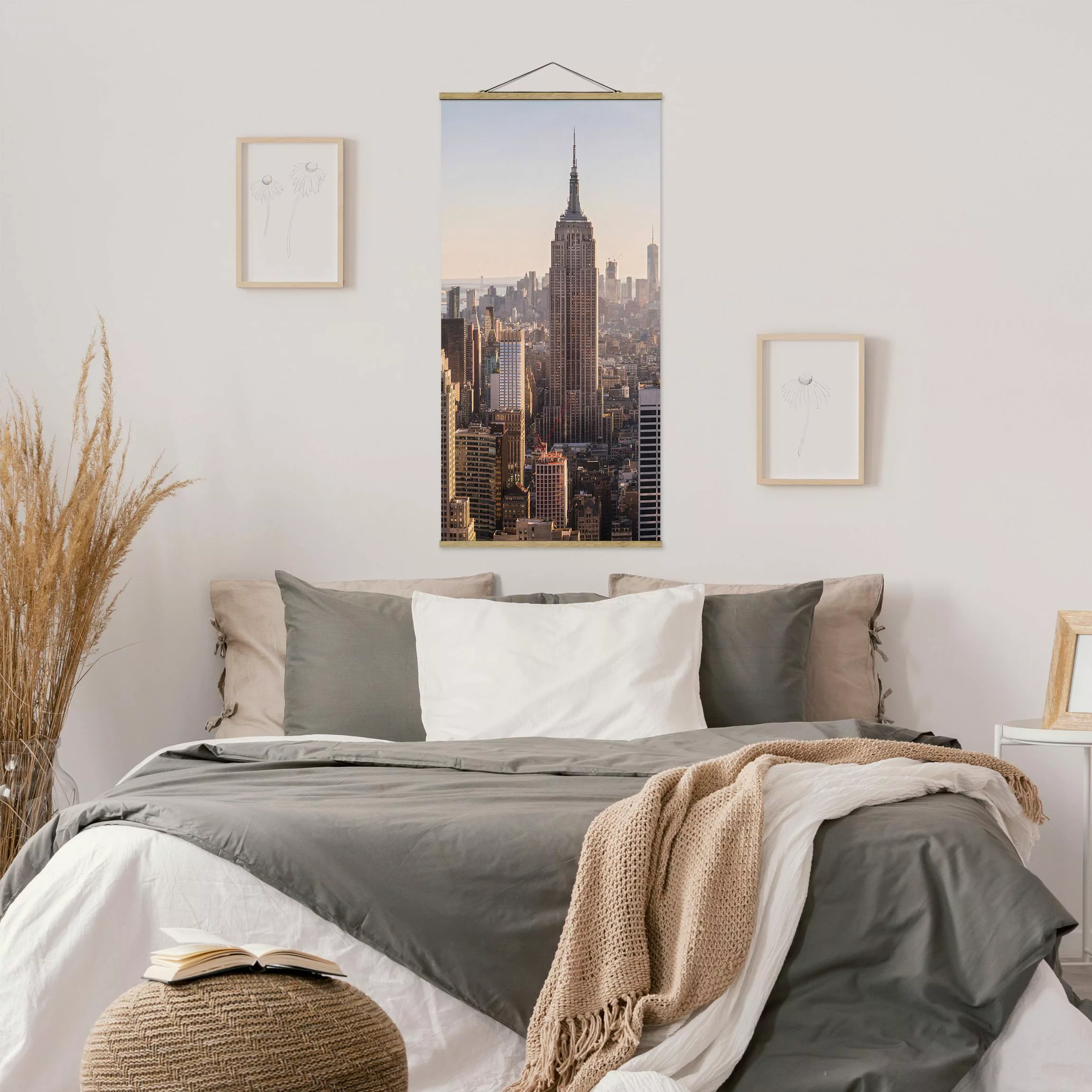 Stoffbild Architektur mit Posterleisten - Hochformat Empire State Building günstig online kaufen