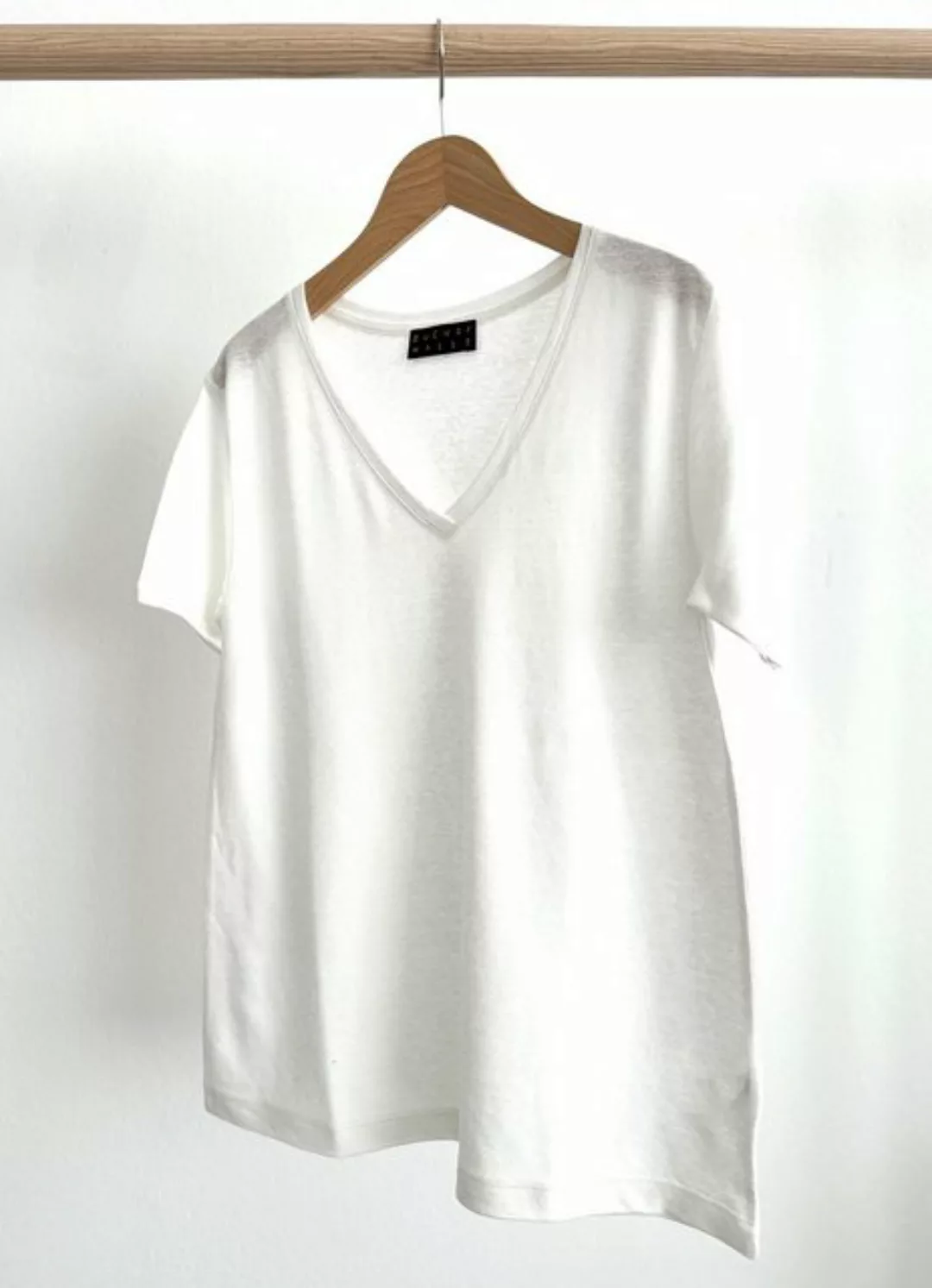 Zuckerwatte V-Shirt aus 100% Leinen, locker und lässig geschnitten günstig online kaufen