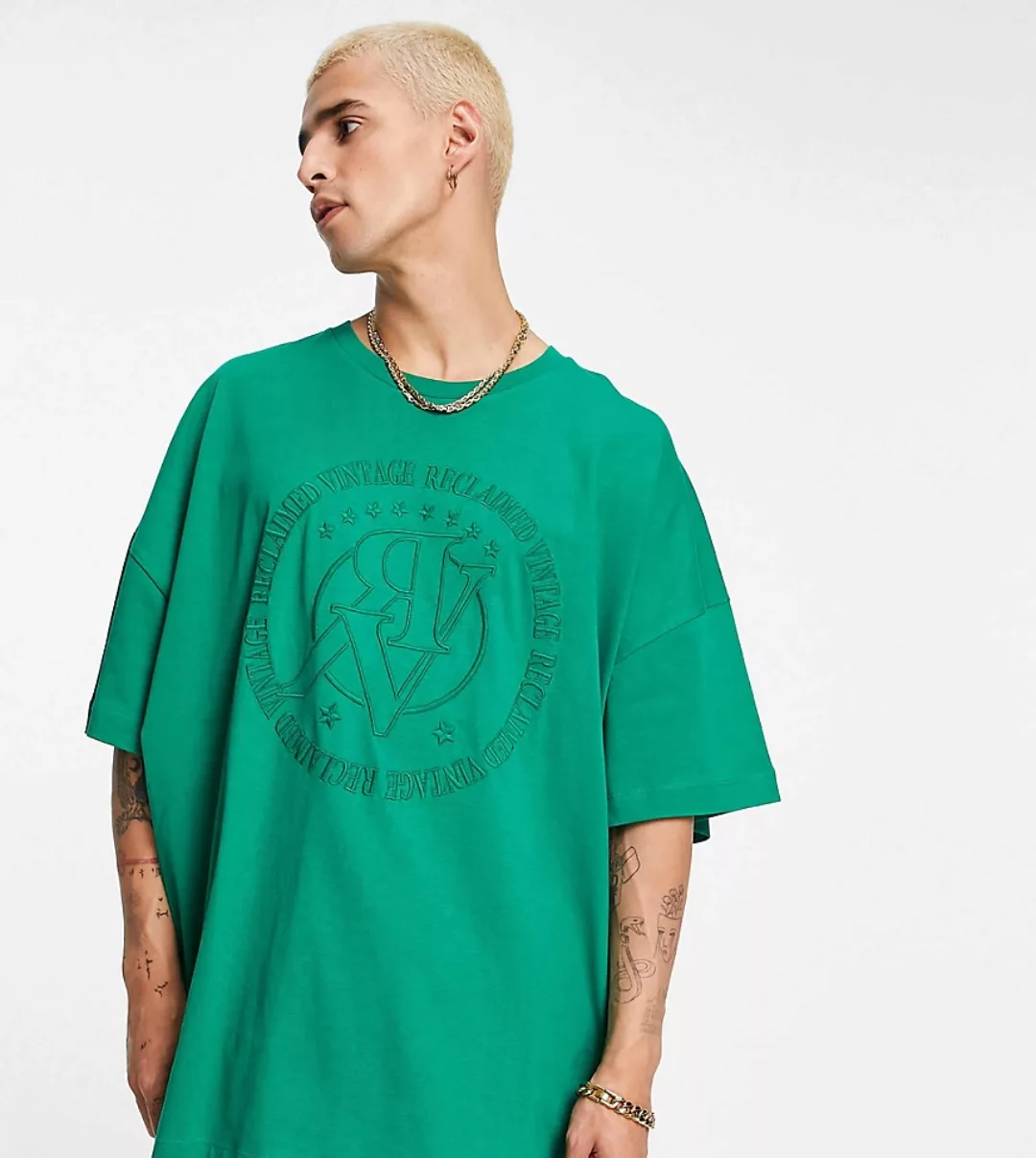 Reclaimed Vintage – Inspired – Oversized-T-Shirt aus Bio-Baumwolle mit Logo günstig online kaufen