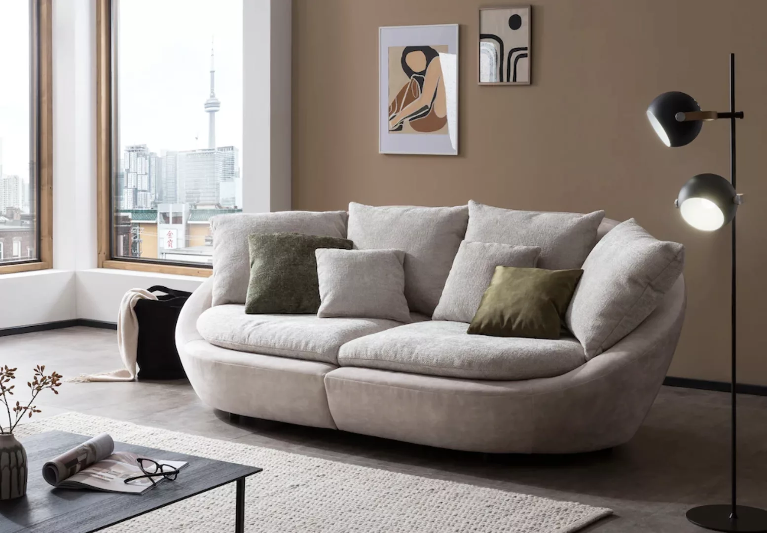 TRENDMANUFAKTUR Big-Sofa »Maui, inklusive 4 Rückenkissen und 2 Zierkissen, günstig online kaufen