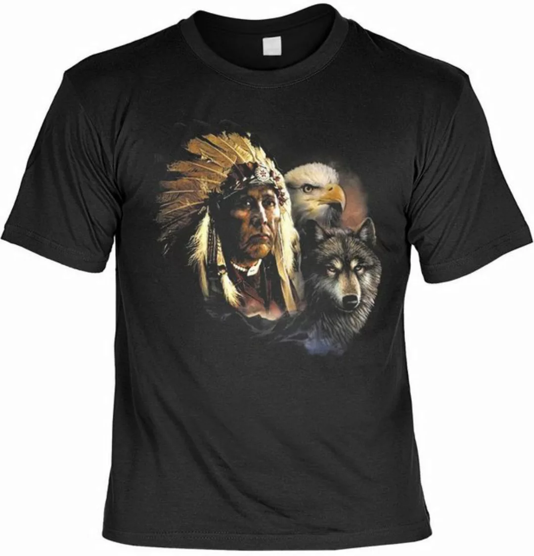 Art & Detail Shirt T-Shirt Wolf u. Adler Native Mythologie der Ureinwohner günstig online kaufen