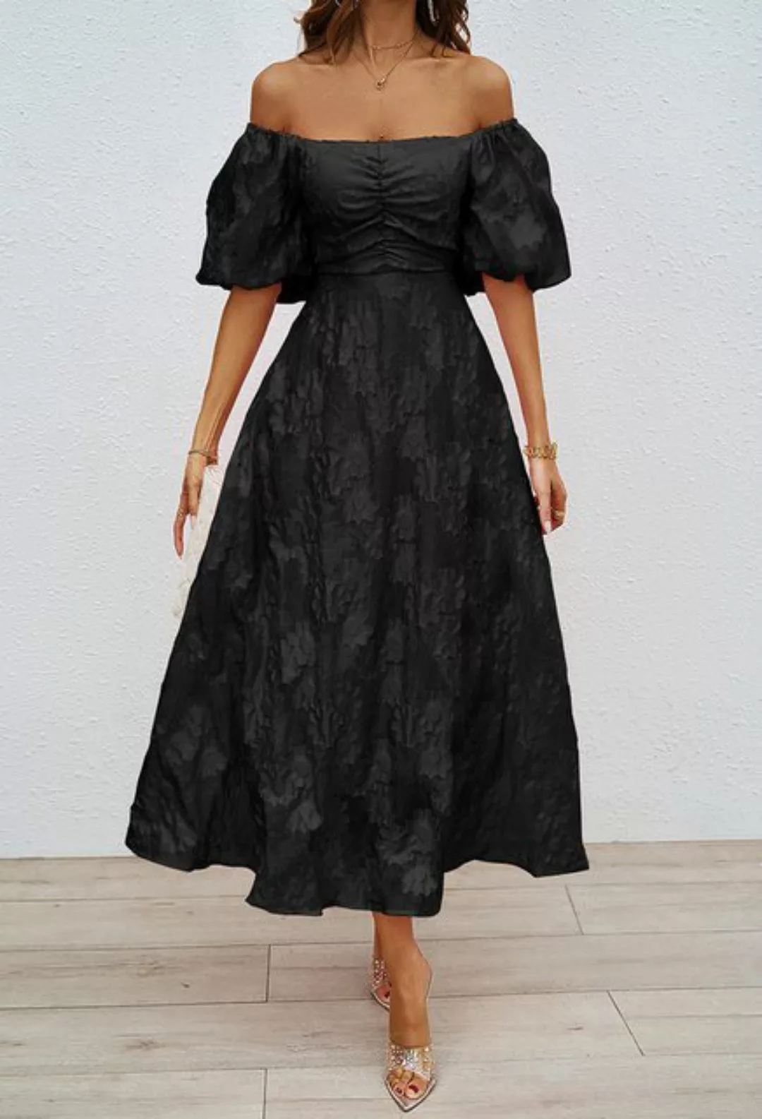 SEGUEN Sommerkleid Sommerliches bedrucktes One-Shoulder-Kleid mit Puffärmel günstig online kaufen