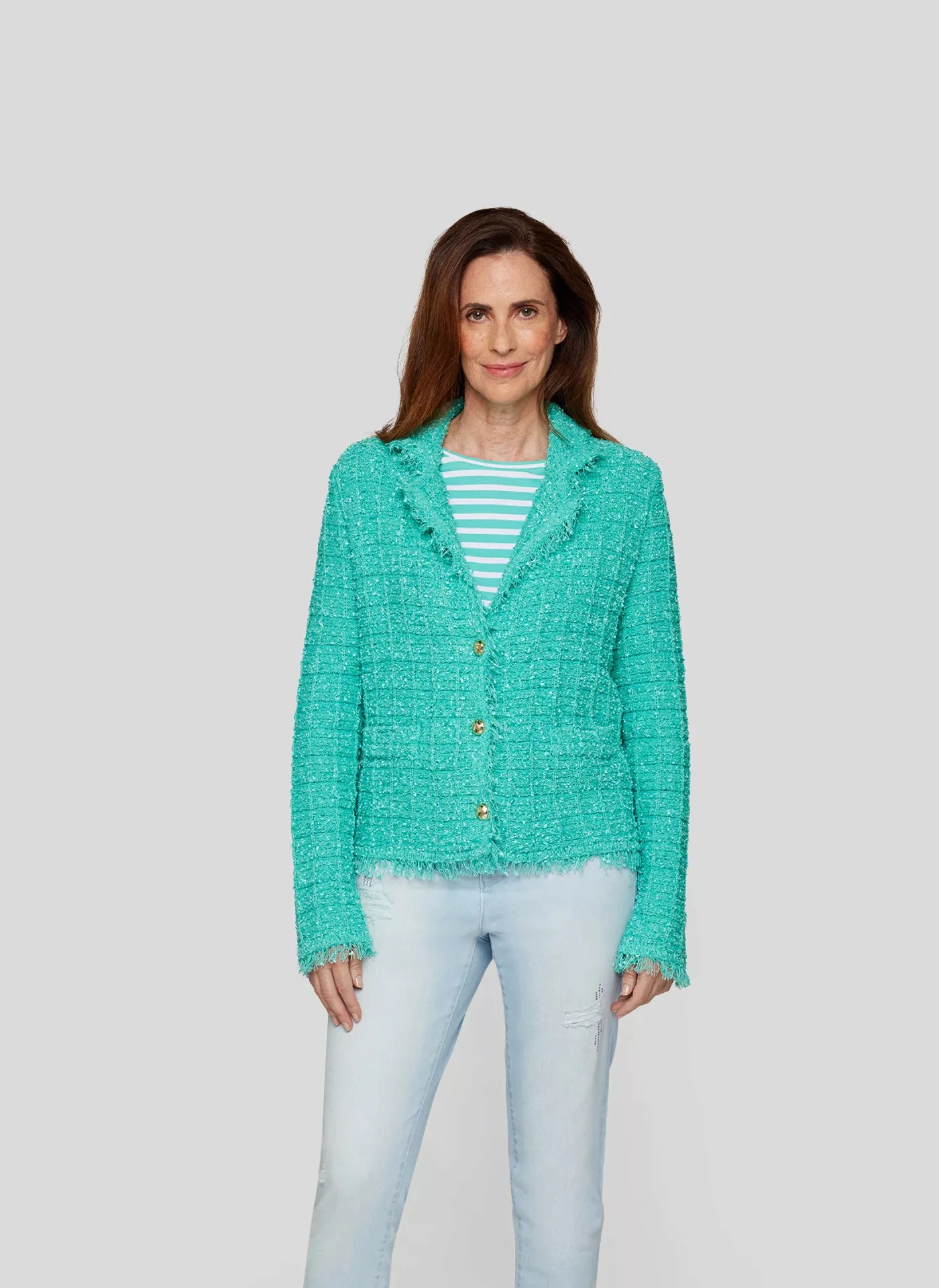 Rabe Jerseyblazer "Rabe Jacke mit Fransen und Knopfleiste - Elegant und fem günstig online kaufen