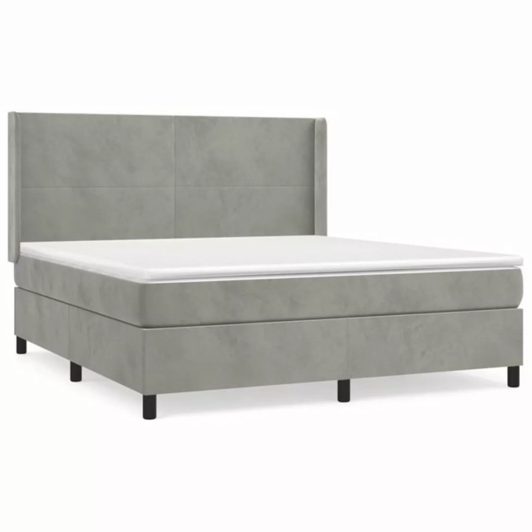 furnicato Bett Boxspringbett mit Matratze Hellgrau 160x200 cm Samt günstig online kaufen