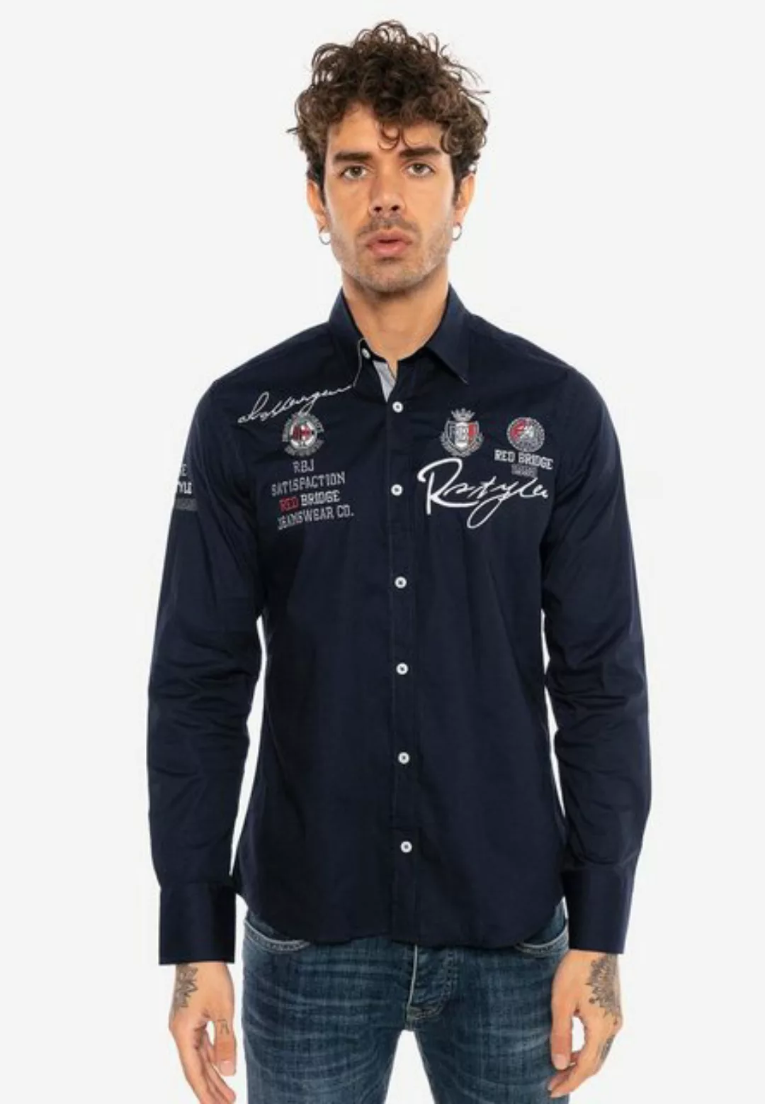 RedBridge Langarmhemd "Jersey City", im Slim Fit-Schnitt mit Stickerei günstig online kaufen