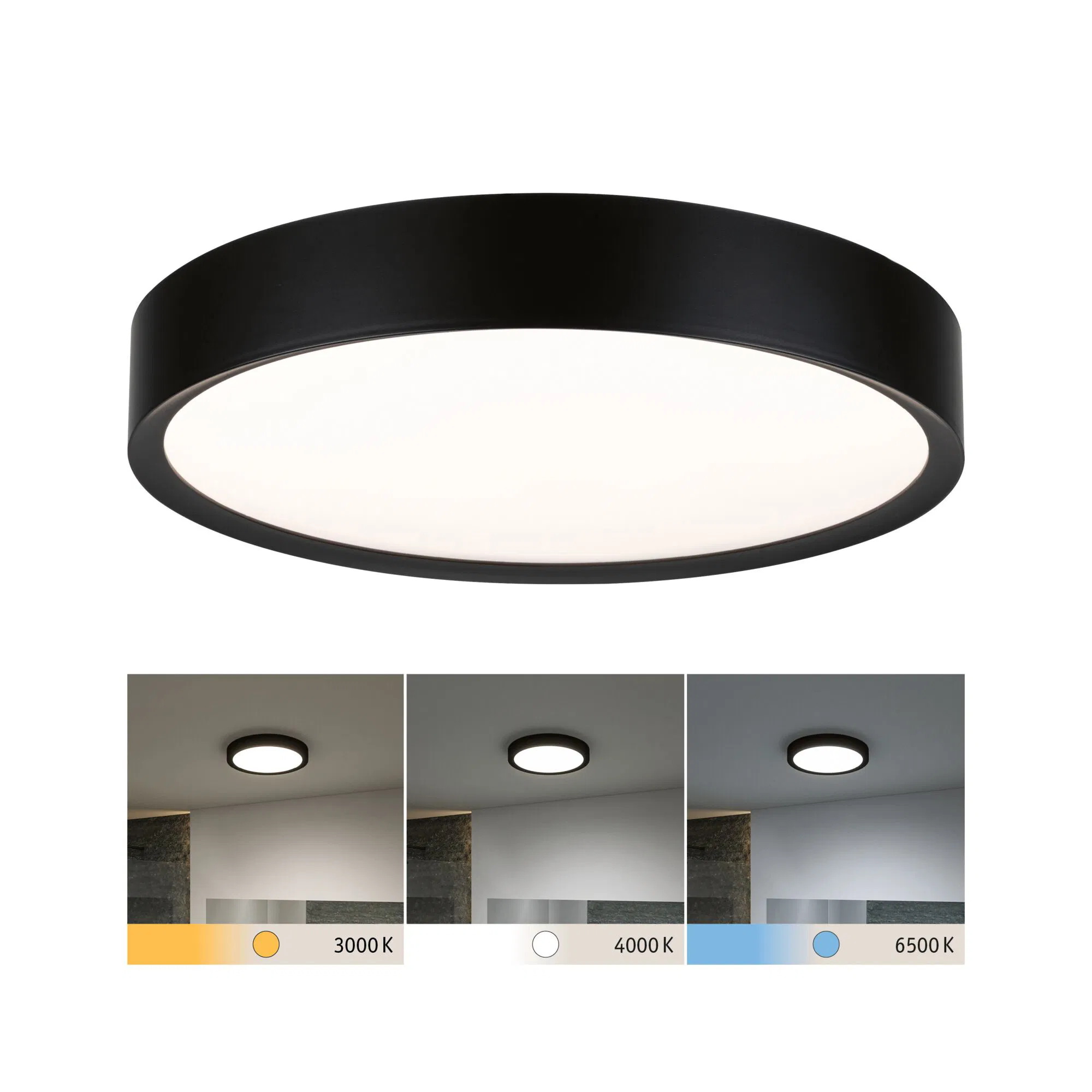 Paulmann Tega LED-Deckenleuchte IP44 CCT schwarz günstig online kaufen