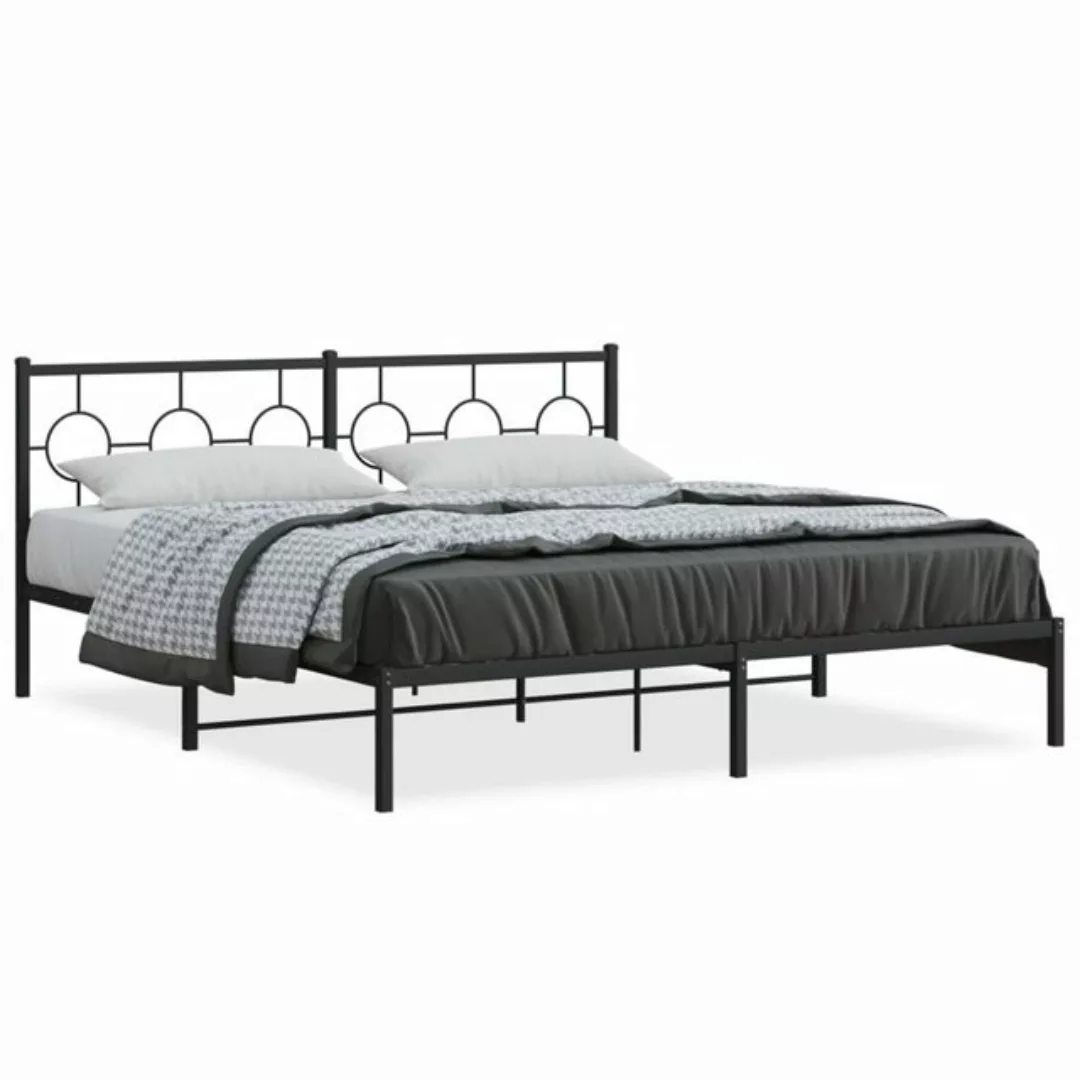 vidaXL Bettgestell, Bettrahmen mit Kopfteil Metall Schwarz 183x213 cm günstig online kaufen