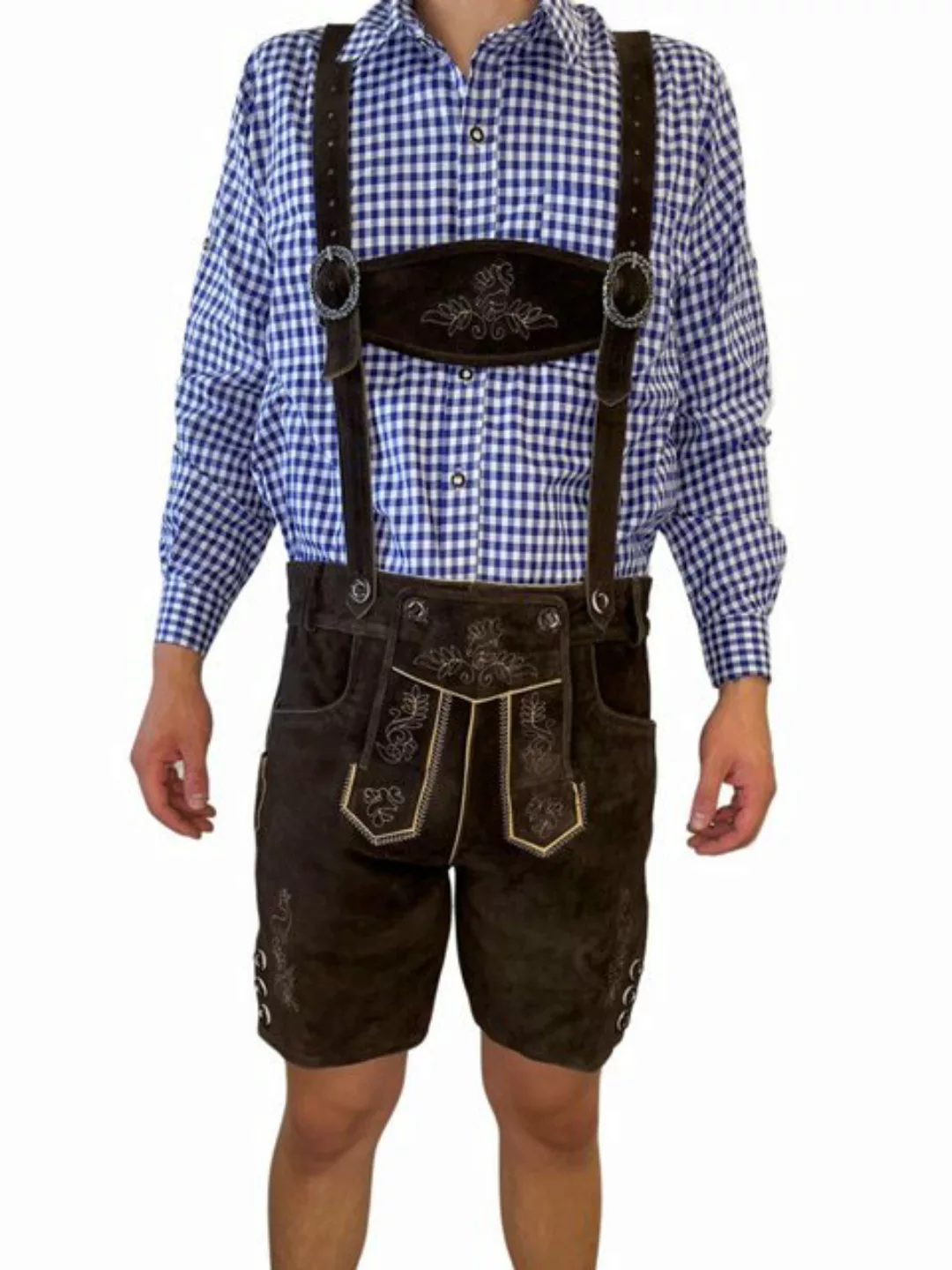 Dretaild Trachtenlederhose Herren Lederhose Tracht Kurz mit Hosenträgern günstig online kaufen