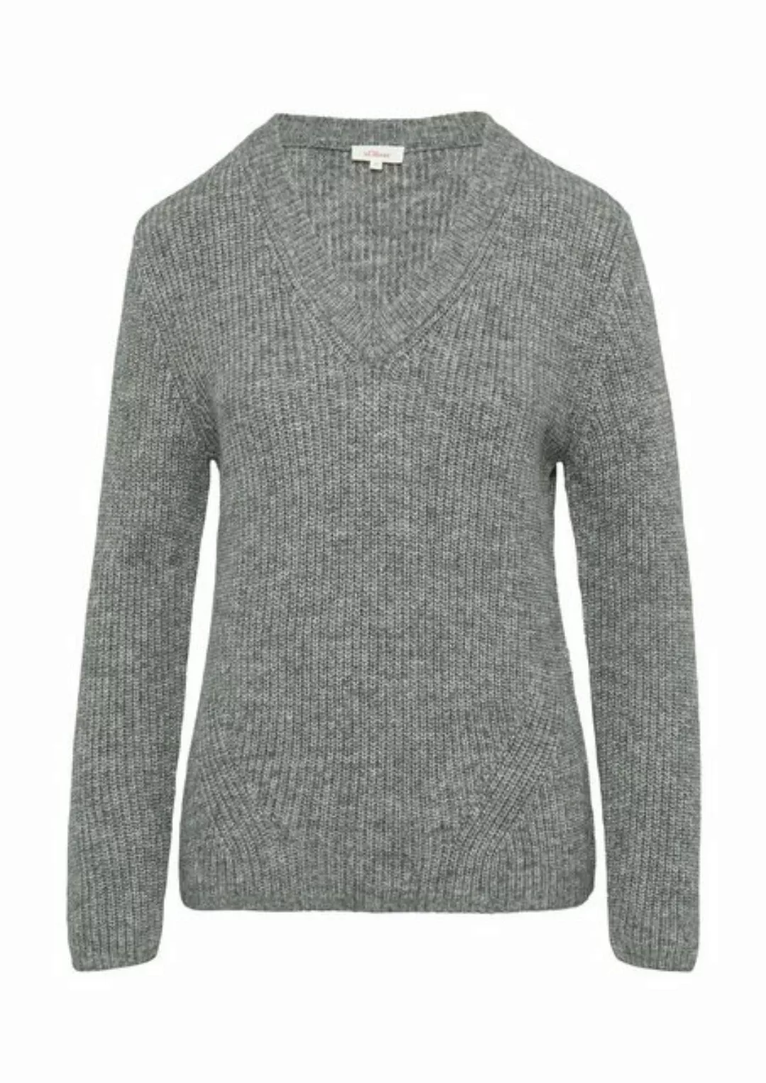 s.Oliver Strickpullover - Damen Strickpullover - V-Ausschnitt, Rippblende, günstig online kaufen