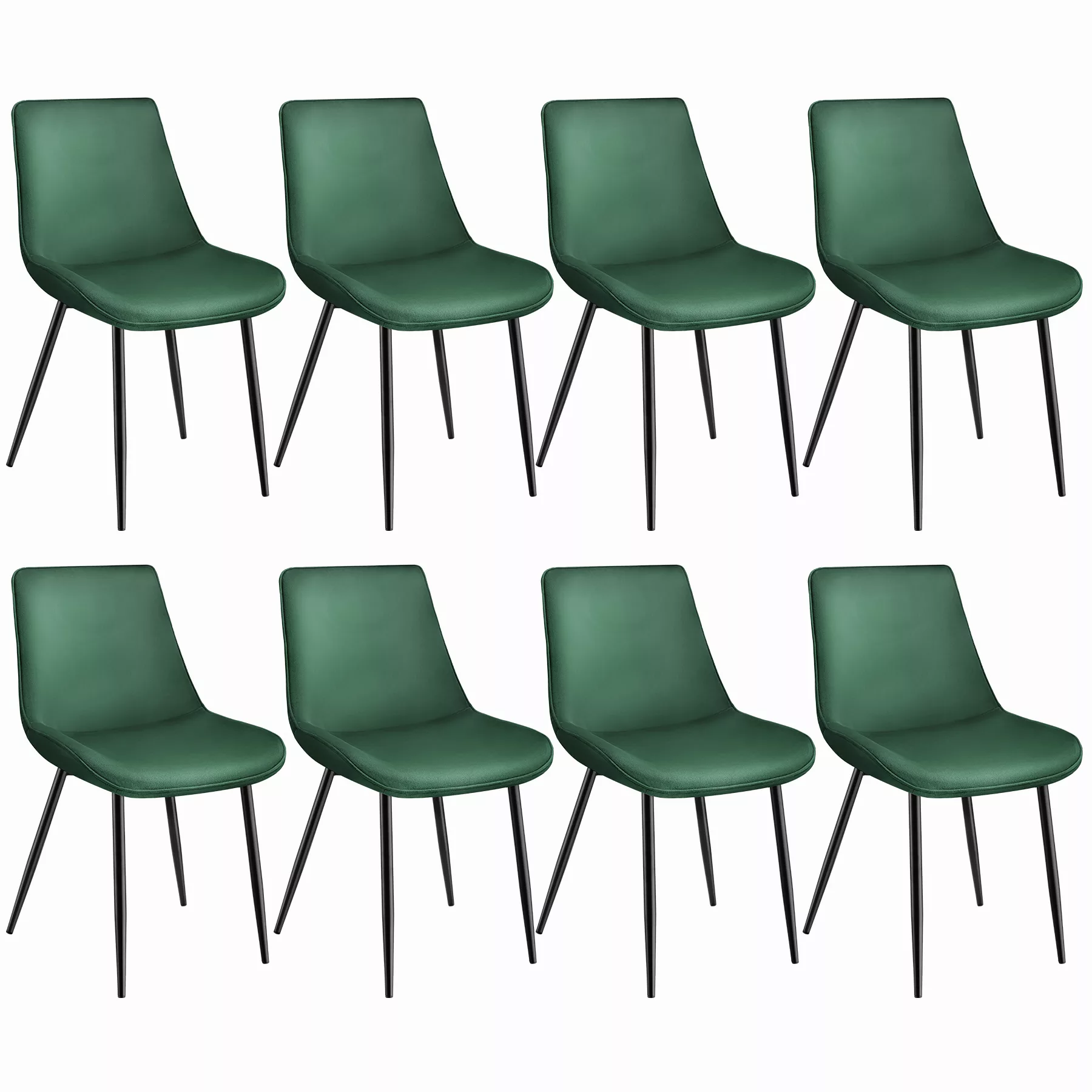8er Set Stuhl Monroe Samtoptik - dunkelgrün günstig online kaufen