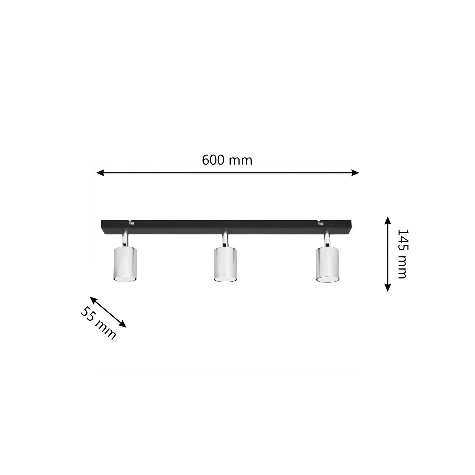 Deckenlampe Tune II, schwarz/chrom, Metall, 3-flammig, E27 günstig online kaufen