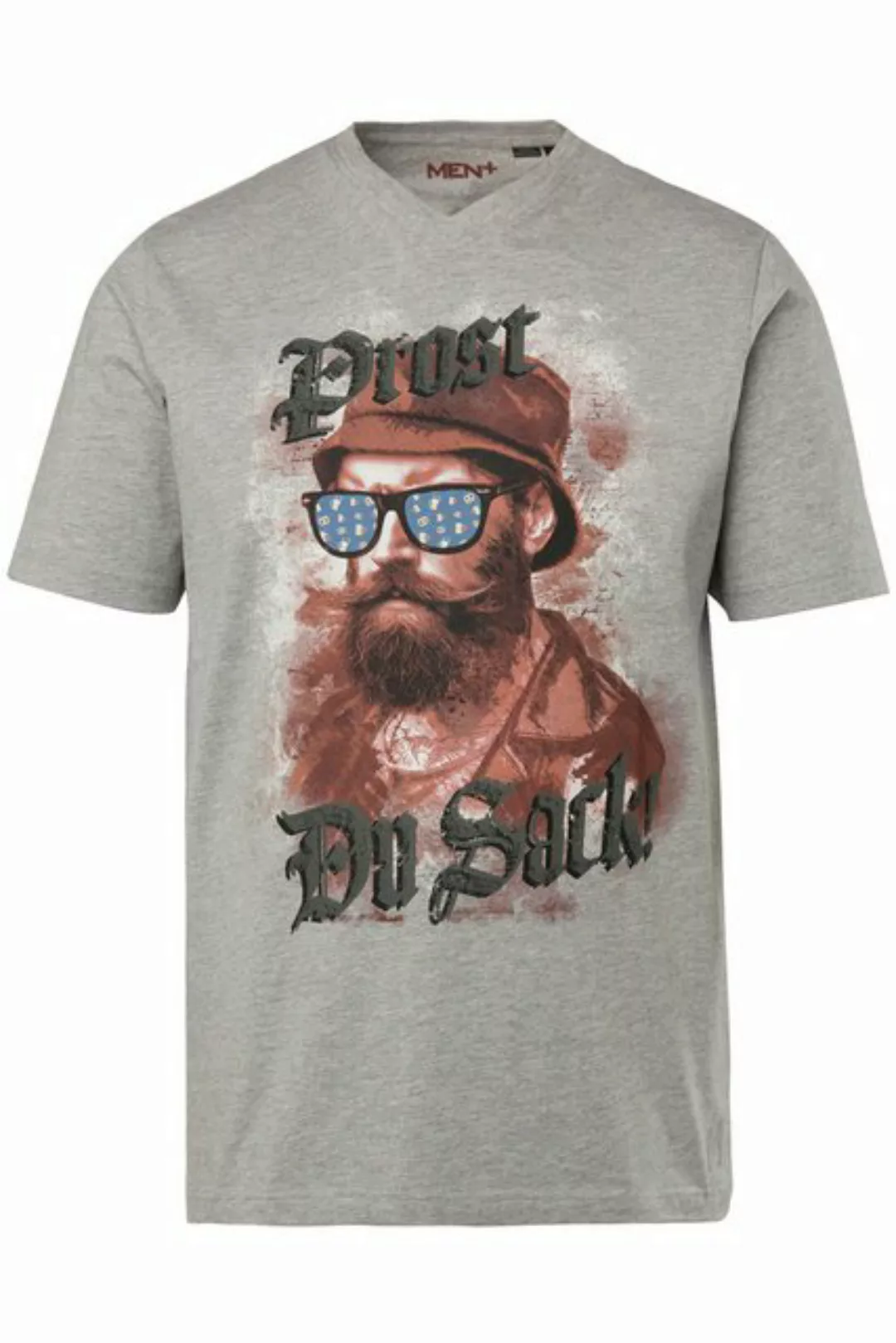 Men Plus T-Shirt Men+ T-Shirt Halbarm Trachten-Motiv V-Ausschnitt günstig online kaufen