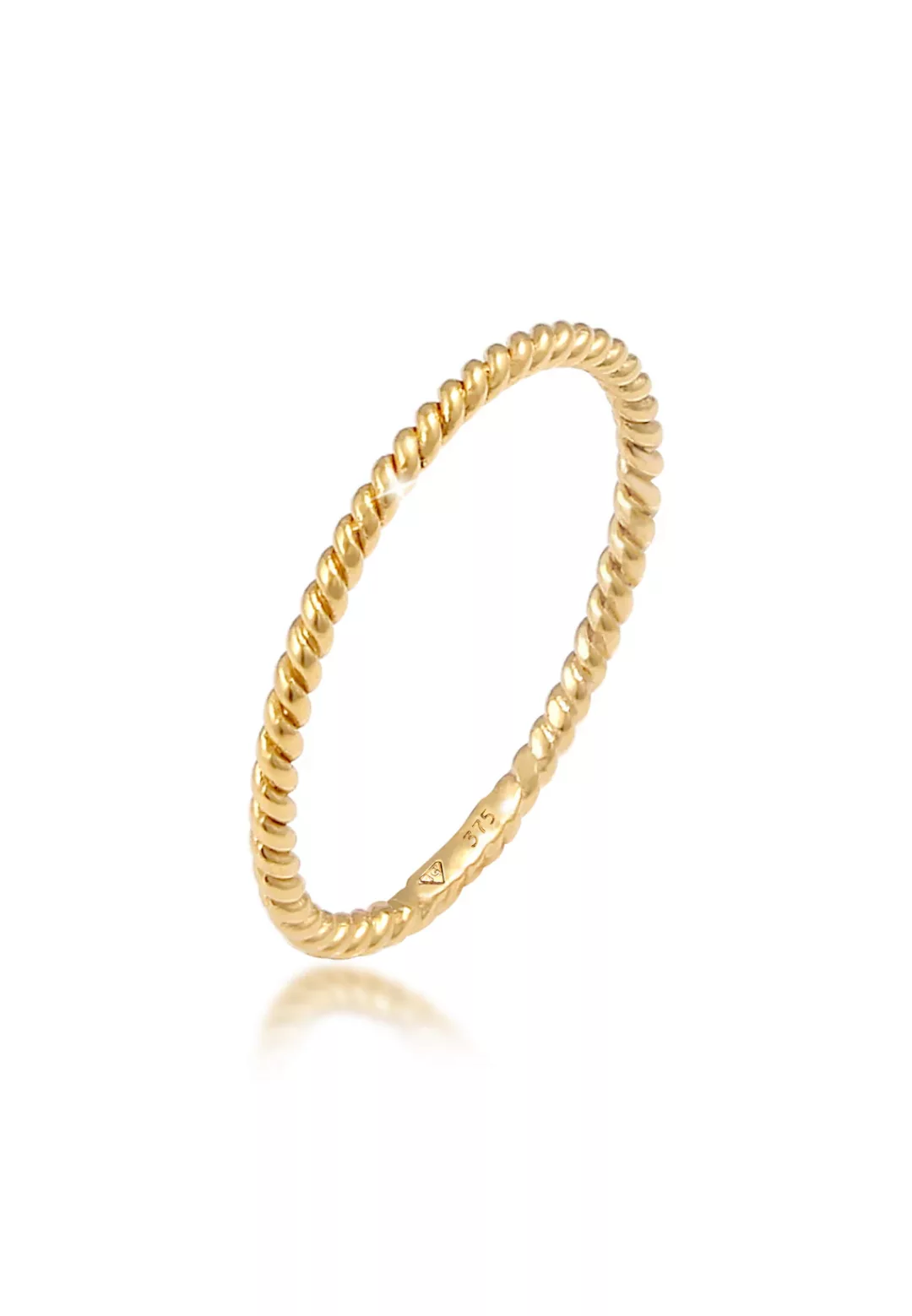 Elli Premium Fingerring "Basic Twisted Gedreht Minimal Look 375 Gelbgold" günstig online kaufen