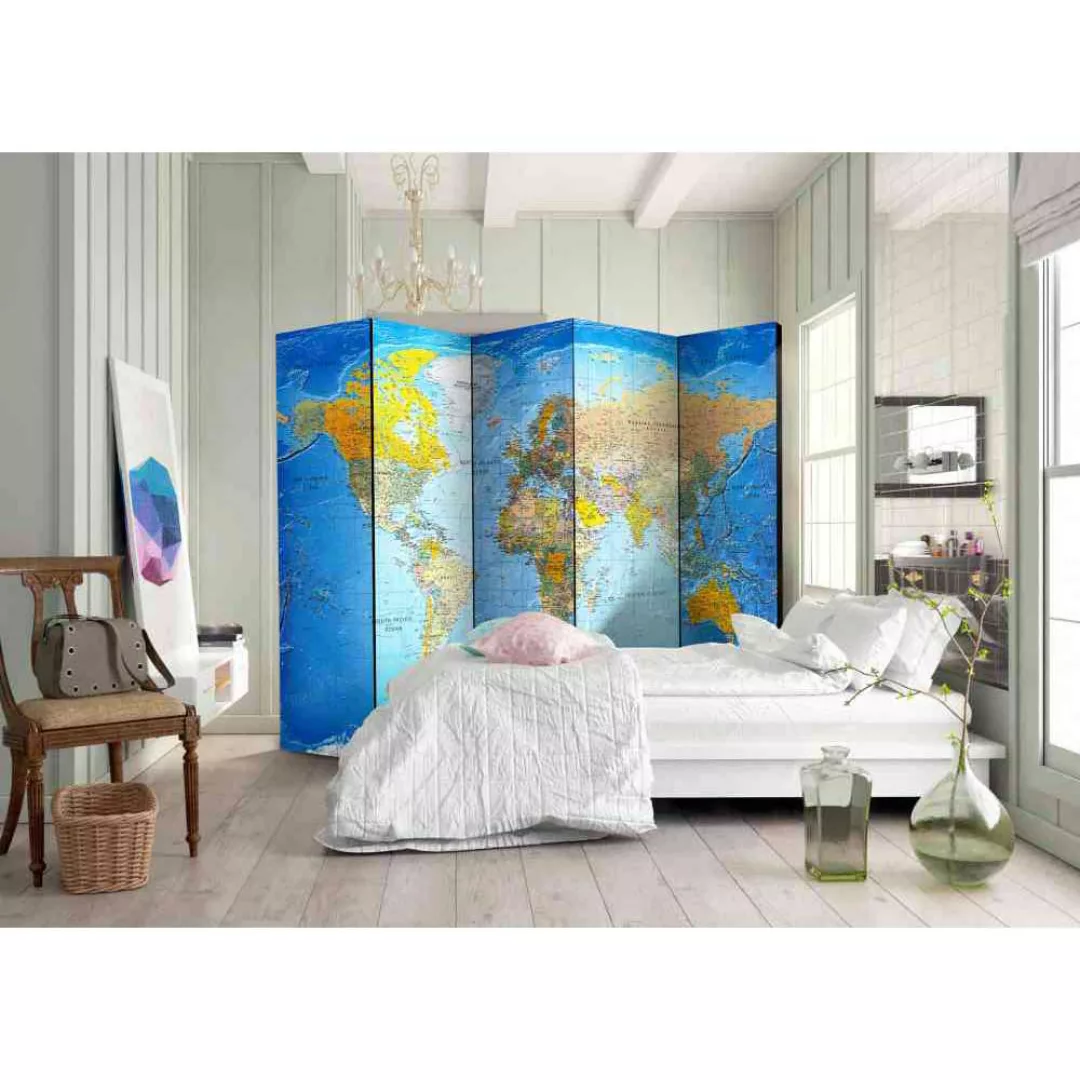 Spanischer Raumteiler mit Weltkarten Motiv 225 cm breit günstig online kaufen